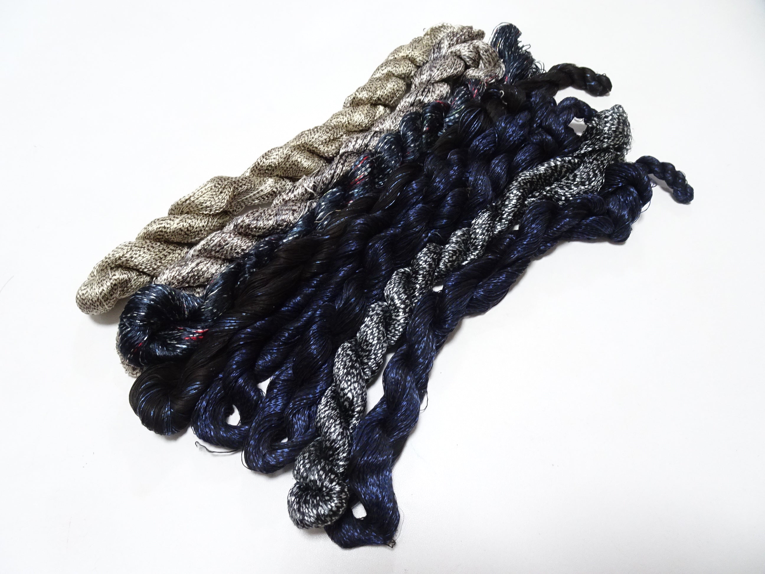 Japanese Vintage Super Rare Mud Dyeing kasuri loose Twisted Silk Thread Various Sets Embroidery & weave 13721