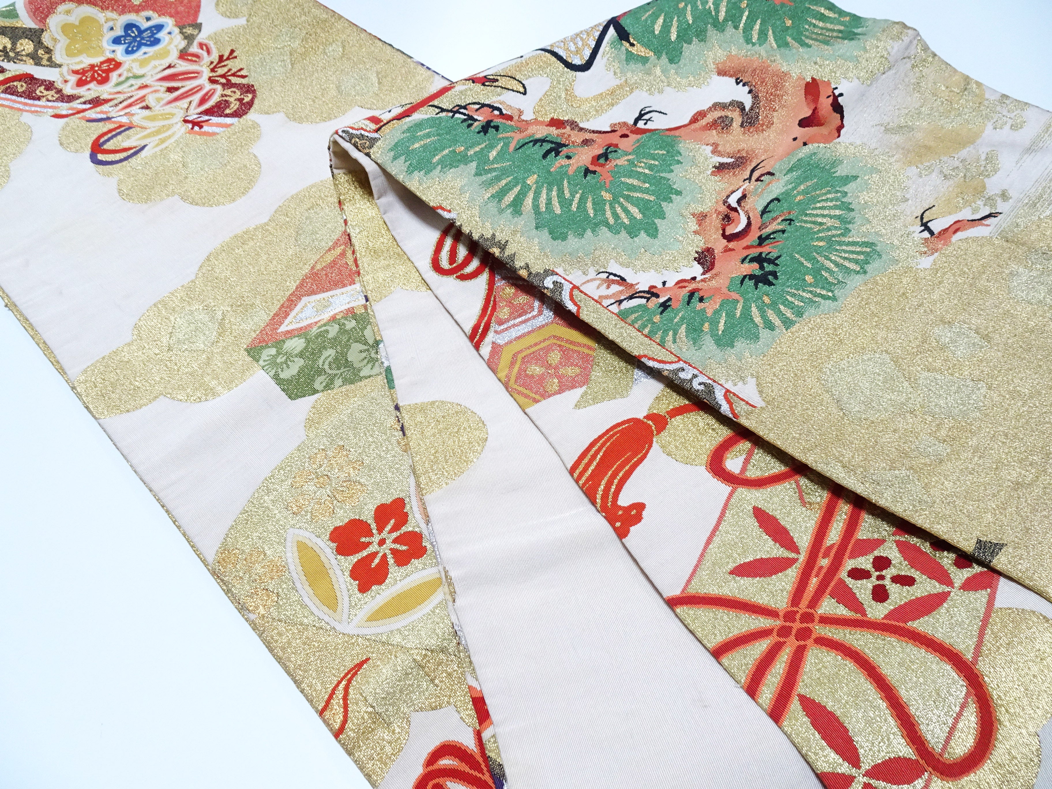 Japanese Antique Maru Obi – Double-Sided All-Over Design  Tsuzure-ori  18095