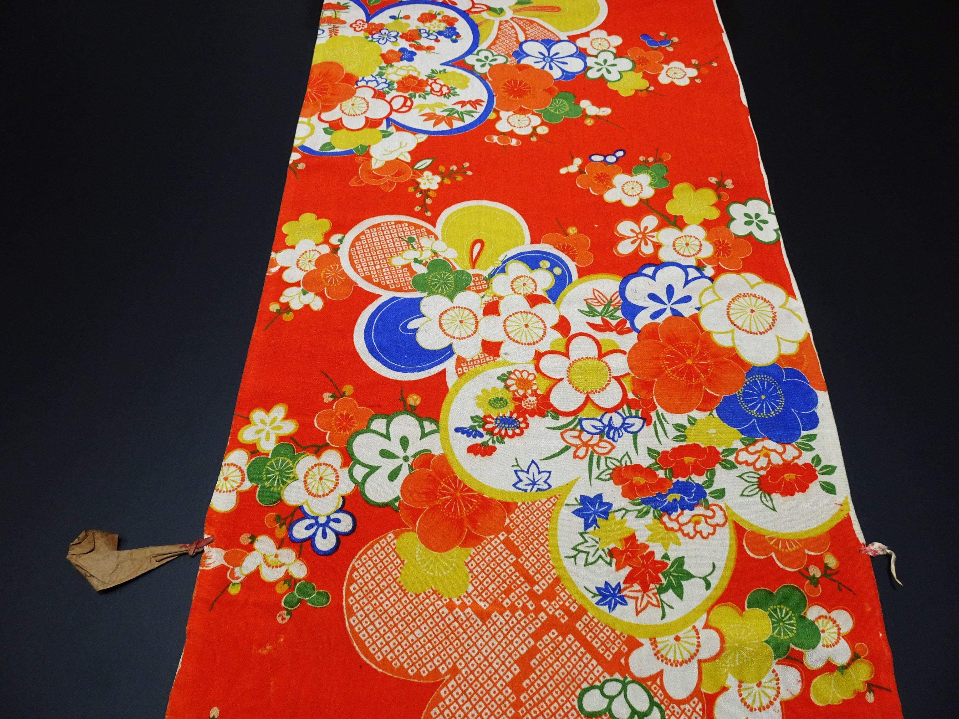 Japanese Antique Silk Bolts  / Kinsha / Dyed Pattern 17511