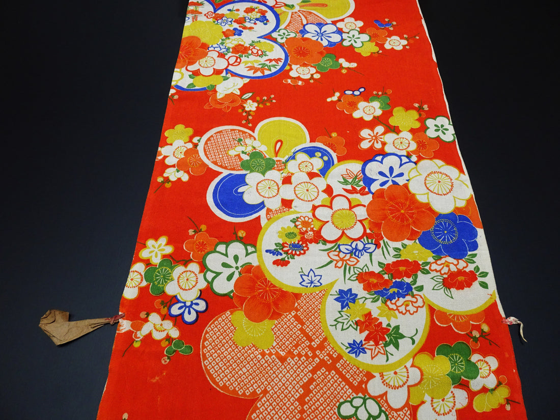 Japanese Antique Silk Bolts  / Kinsha / Dyed Pattern 17511