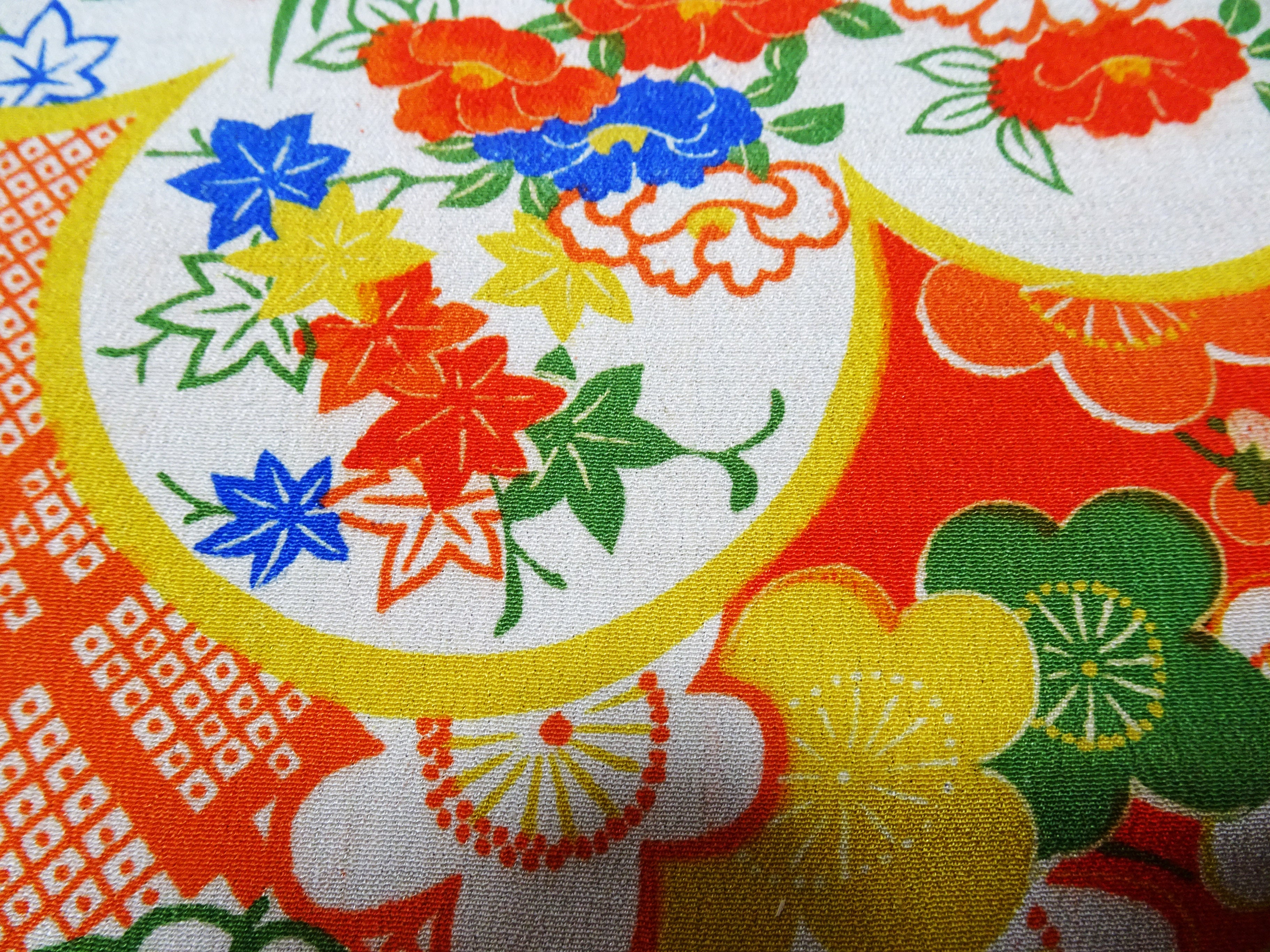 Japanese Antique Silk Bolts  / Kinsha / Dyed Pattern 17511