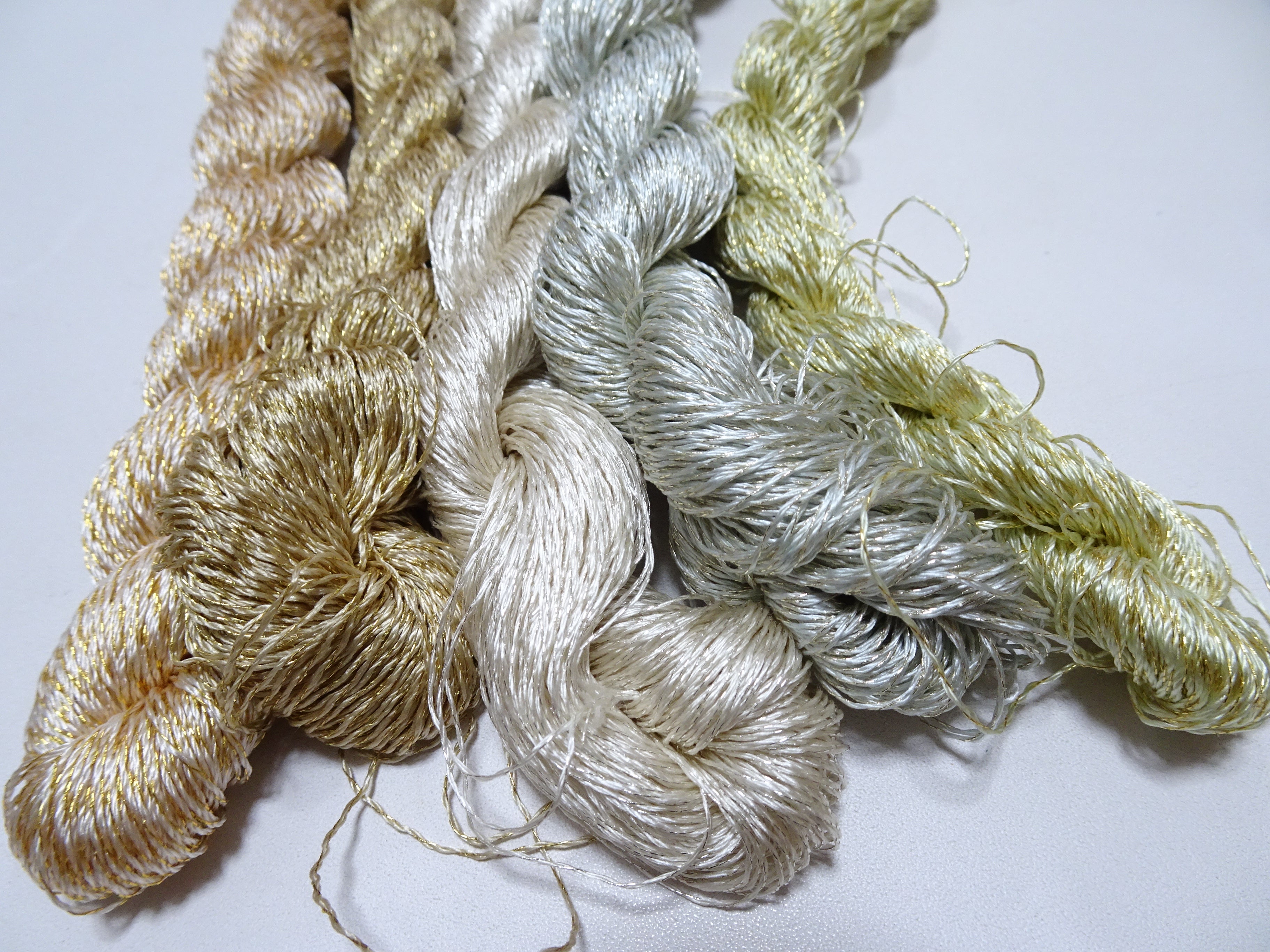 Japanese Vintage High Class Rare Silk Thread 5sets Mixture of Gold embroidery 15997