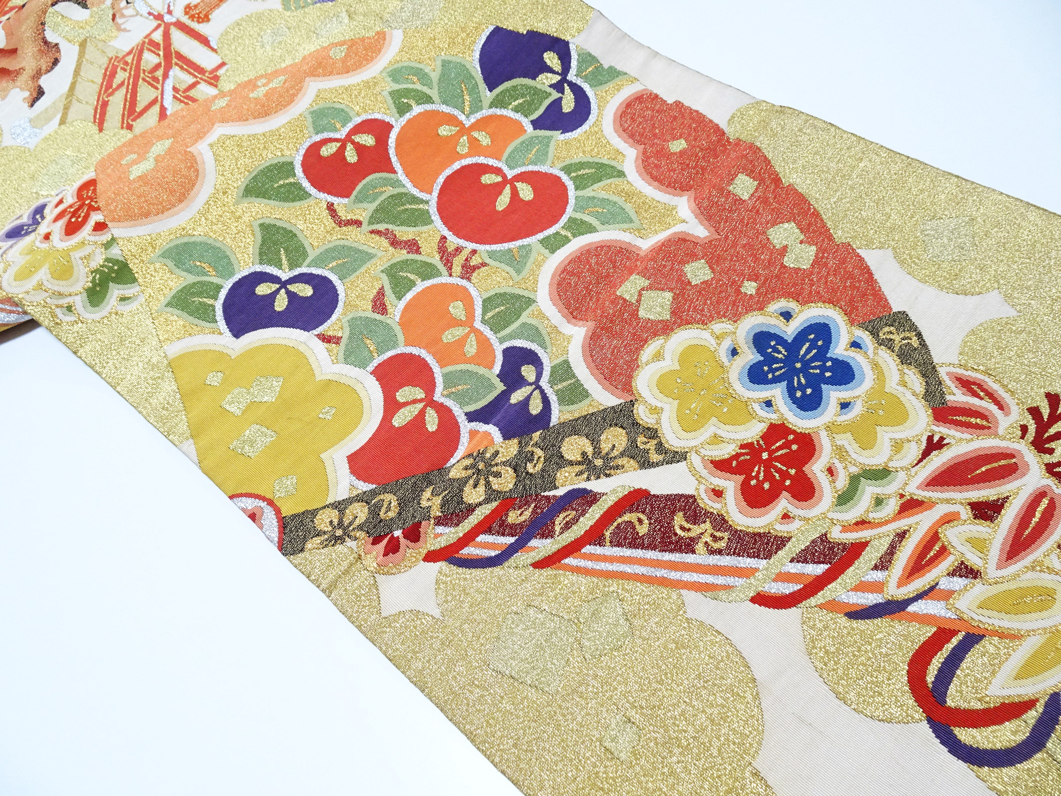 Japanese Antique Maru Obi – Double-Sided All-Over Design  Tsuzure-ori  18095