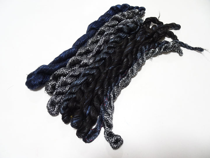 Japanese Vintage Super Rare Mud Dyeing kasuri loose Twisted Silk Thread Various Sets Embroidery & weave 13722