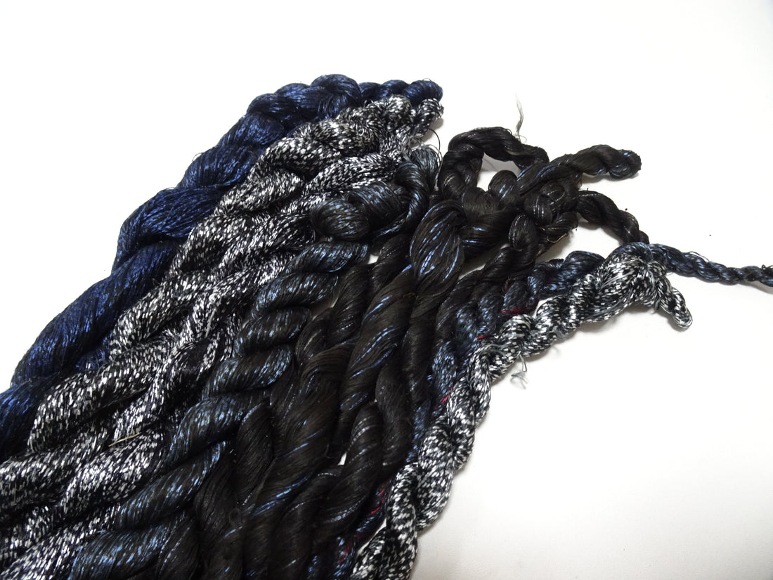 Japanese Vintage Super Rare Mud Dyeing kasuri loose Twisted Silk Thread Various Sets Embroidery & weave 13722