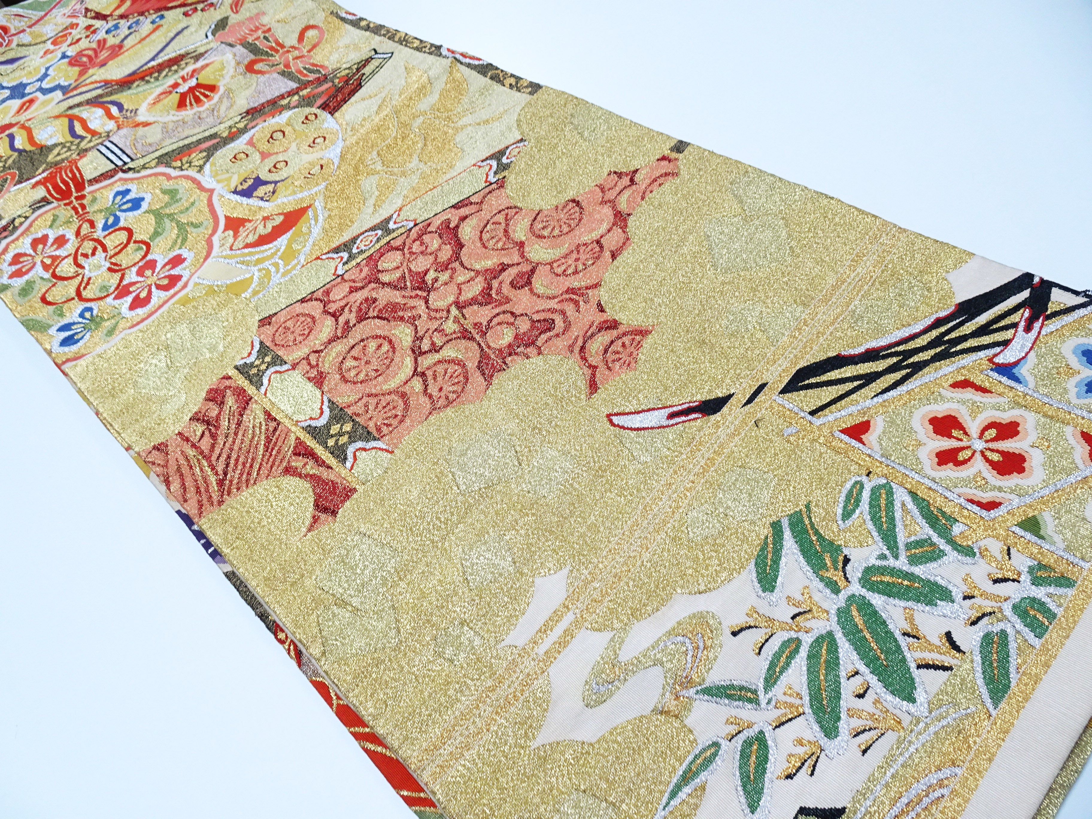 Japanese Antique Maru Obi – Double-Sided All-Over Design  Tsuzure-ori  18095