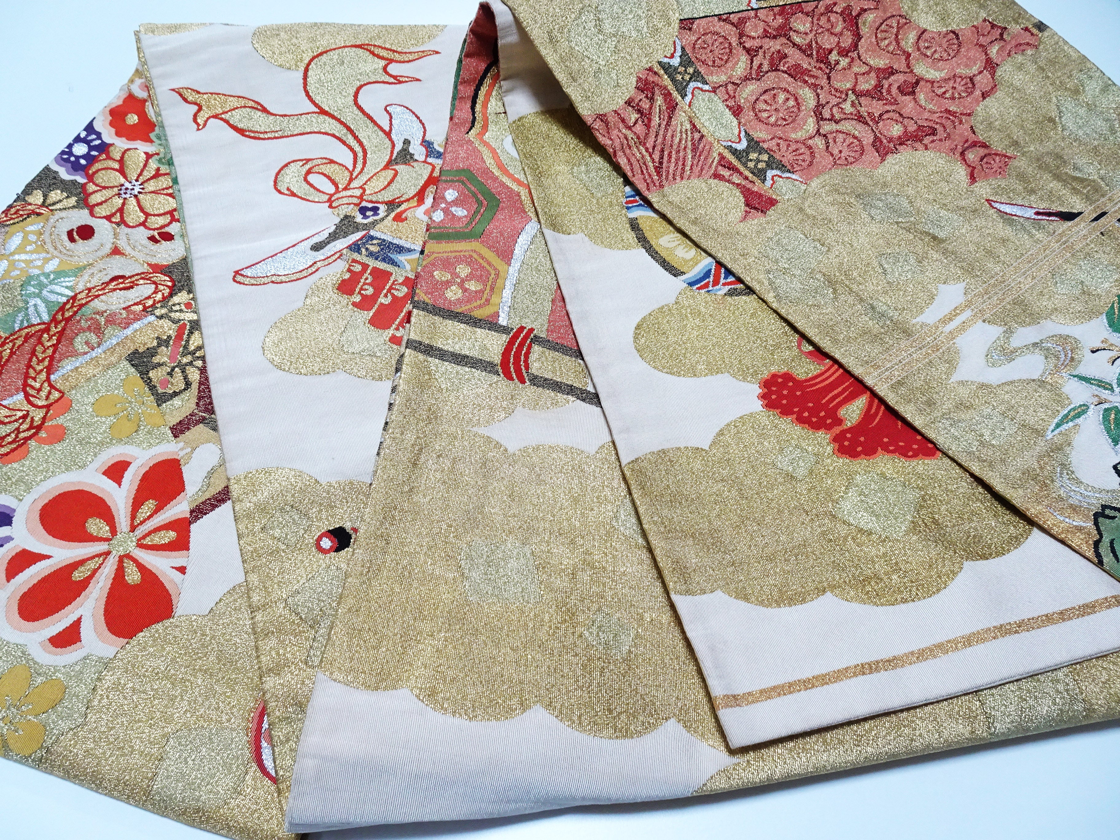 Japanese Antique Maru Obi – Double-Sided All-Over Design  Tsuzure-ori  18095