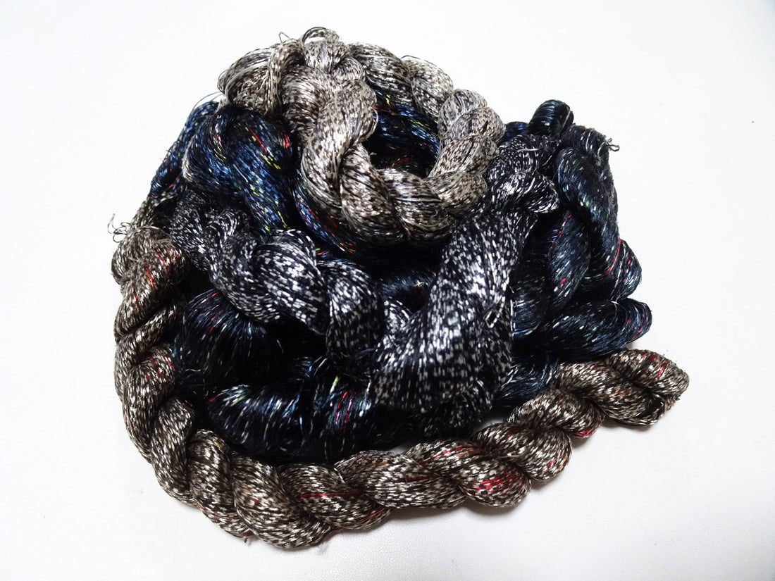 Japanese Vintage Super Rare Mud Dyeing kasuri loose Twisted Silk Thread Various Sets Embroidery & weave 13723