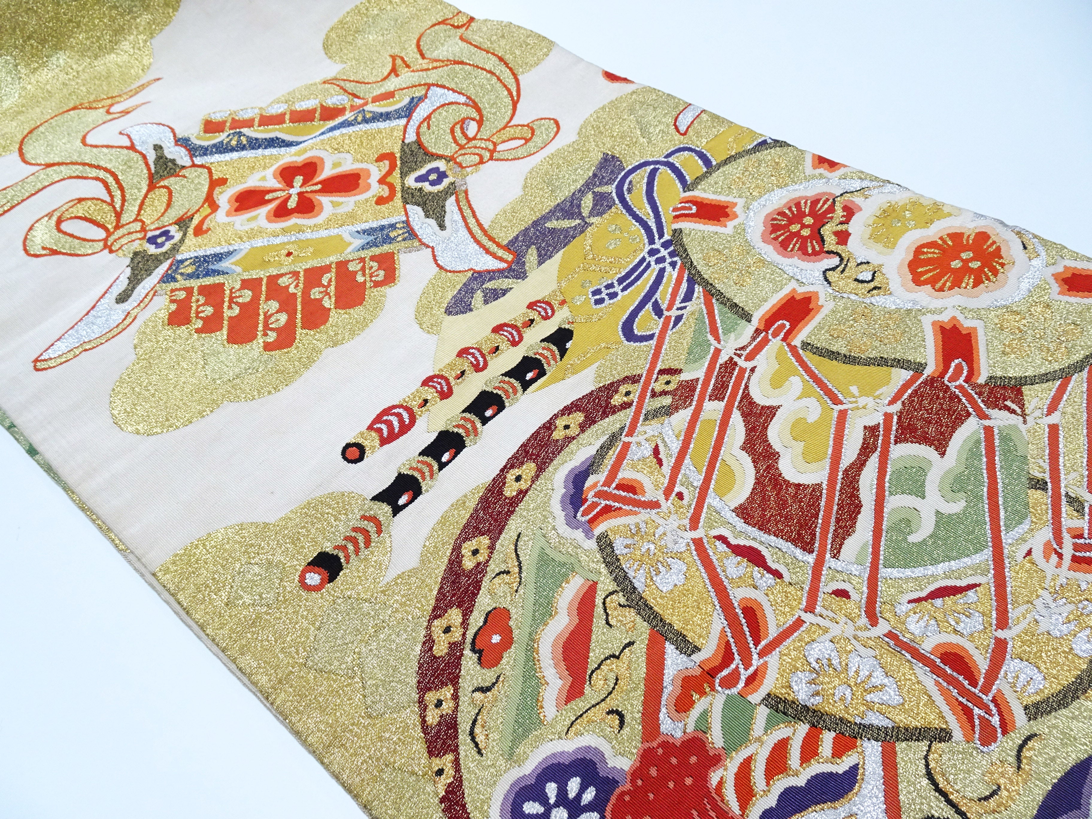 Japanese Antique Maru Obi – Double-Sided All-Over Design  Tsuzure-ori  18095