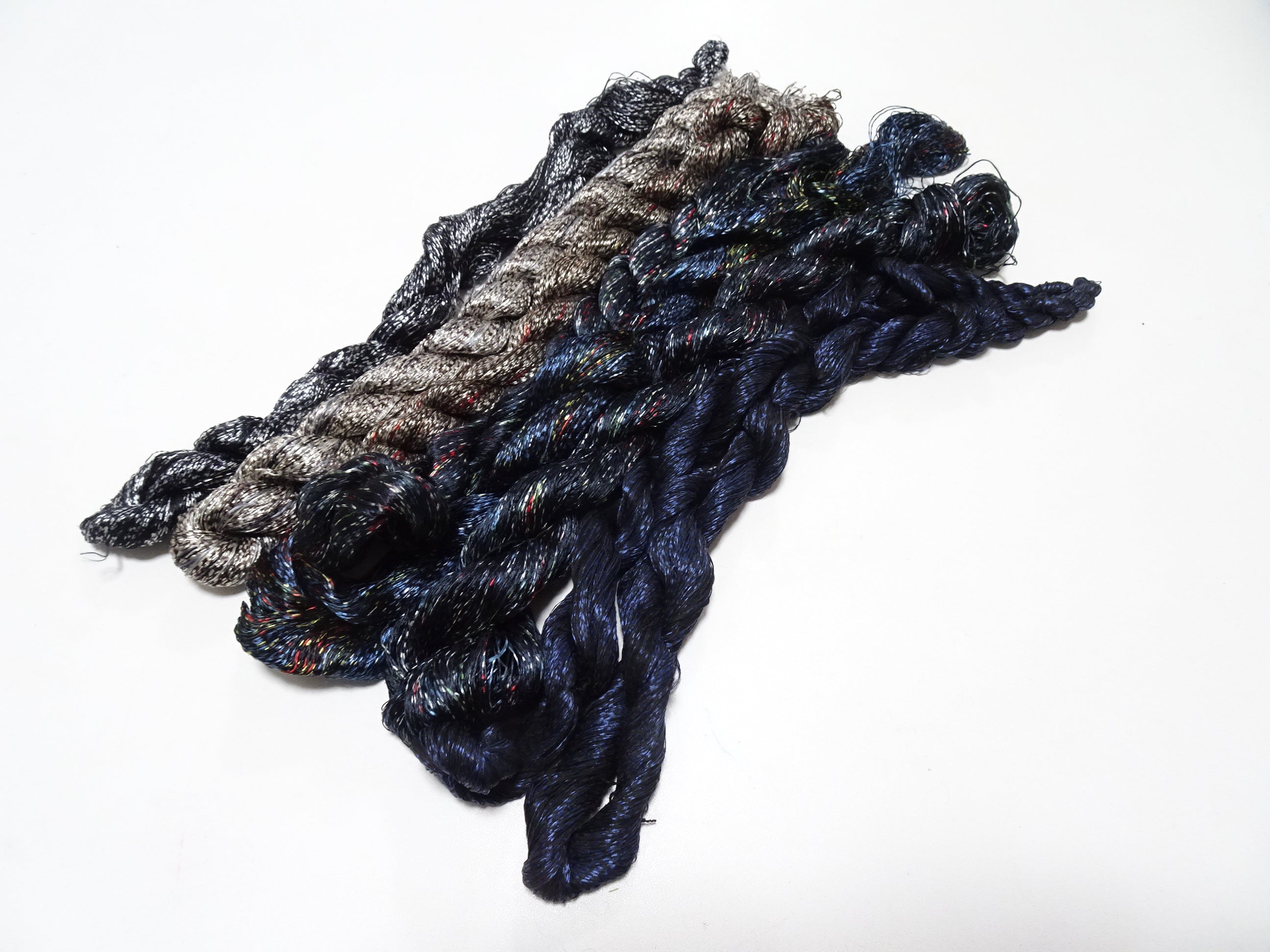 Japanese Vintage Super Rare Mud Dyeing kasuri loose Twisted Silk Thread Various Sets Embroidery & weave 13723