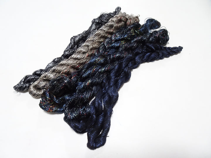 Japanese Vintage Super Rare Mud Dyeing kasuri loose Twisted Silk Thread Various Sets Embroidery & weave 13723