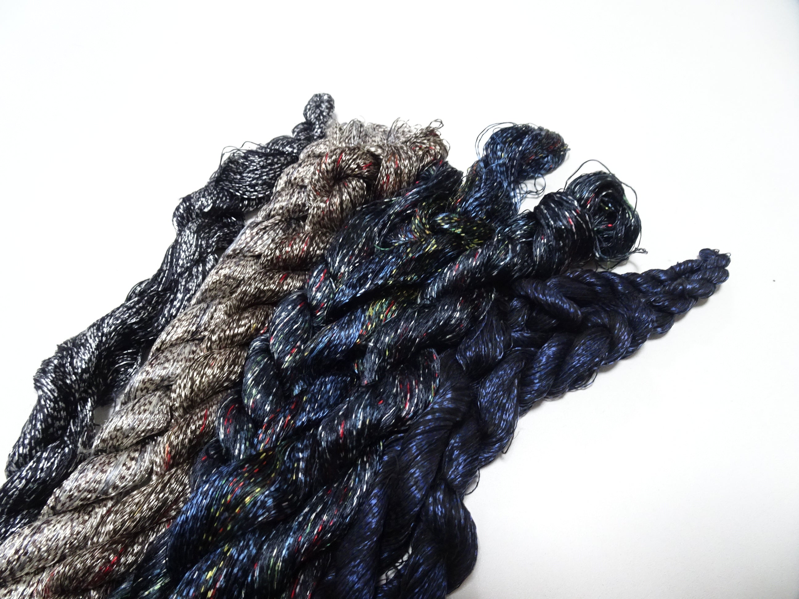 Japanese Vintage Super Rare Mud Dyeing kasuri loose Twisted Silk Thread Various Sets Embroidery & weave 13723