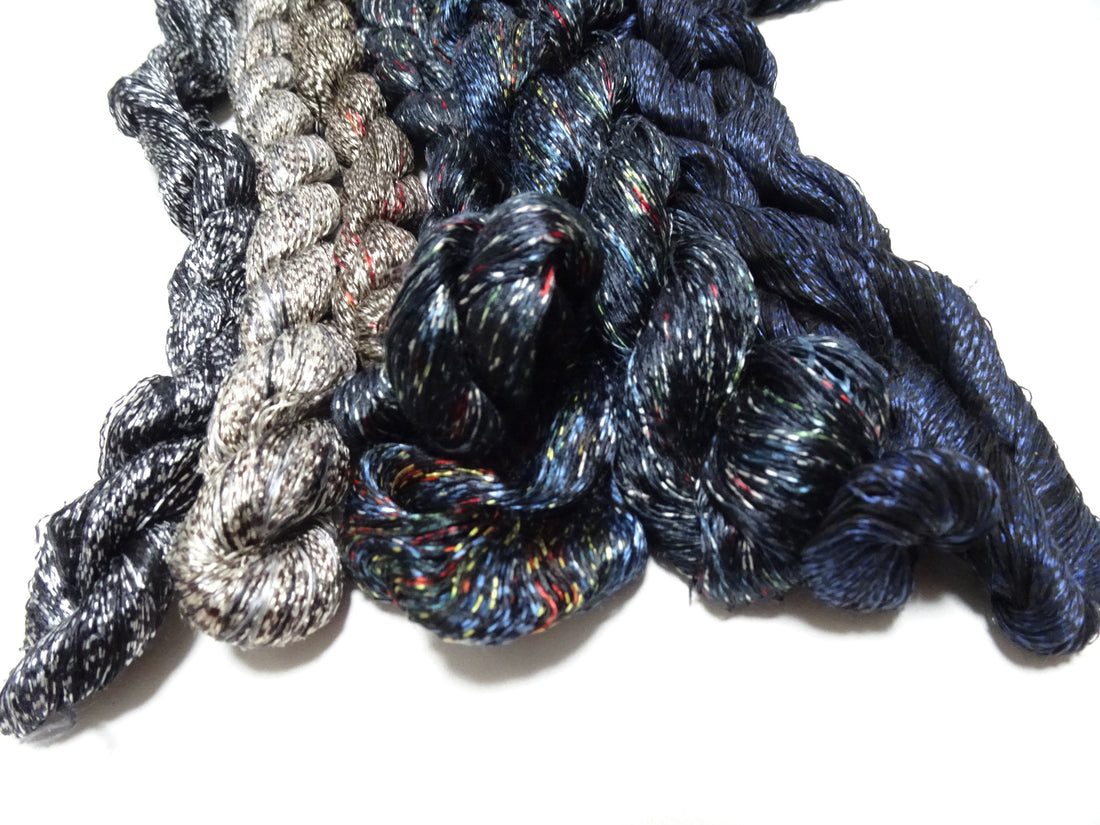 Japanese Vintage Super Rare Mud Dyeing kasuri loose Twisted Silk Thread Various Sets Embroidery & weave 13723