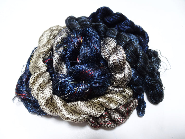 Japanese Vintage Super Rare Mud Dyeing kasuri loose Twisted Silk Thread Various Sets Embroidery & weave 13724