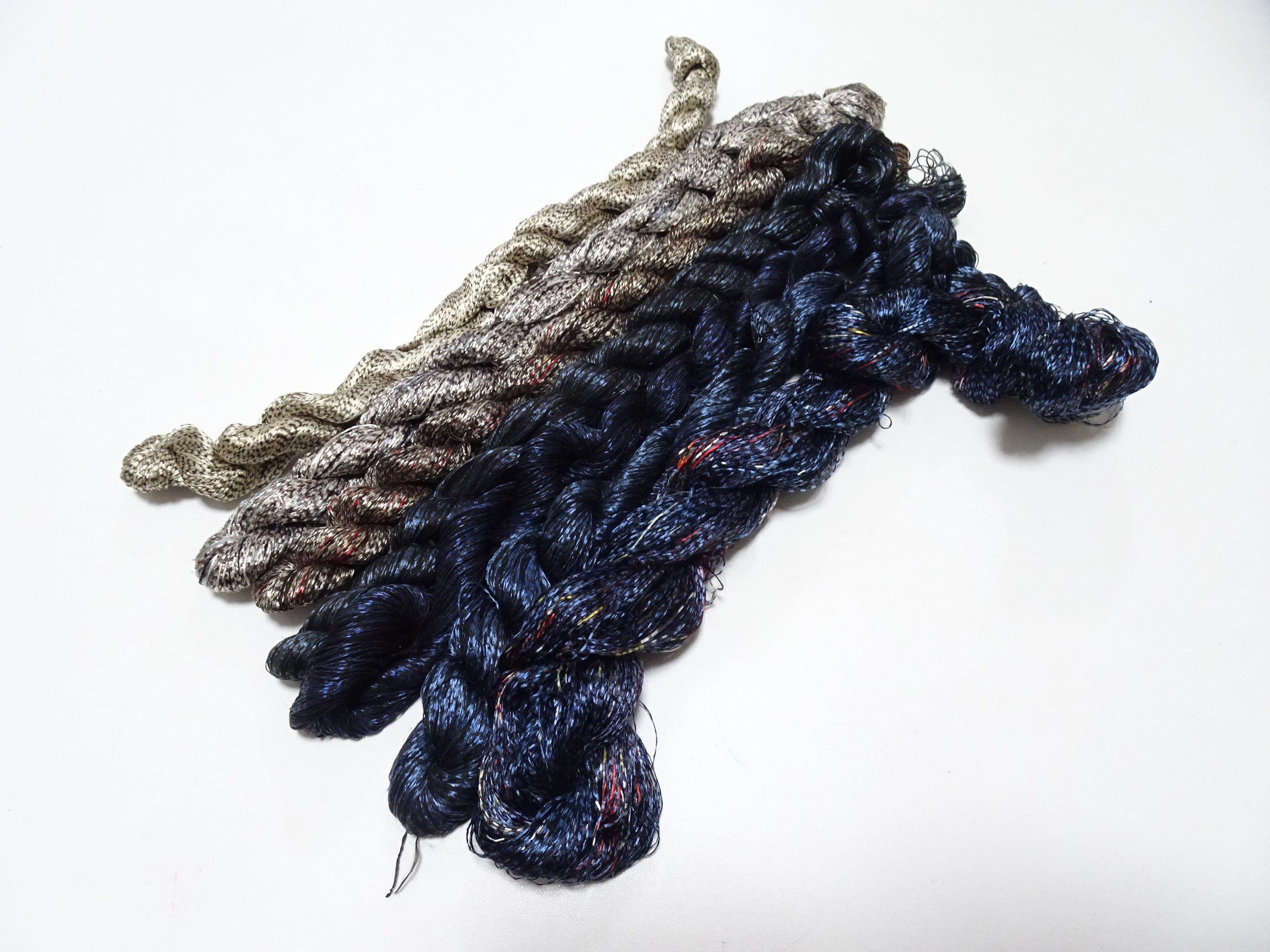 Japanese Vintage Super Rare Mud Dyeing kasuri loose Twisted Silk Thread Various Sets Embroidery & weave 13724