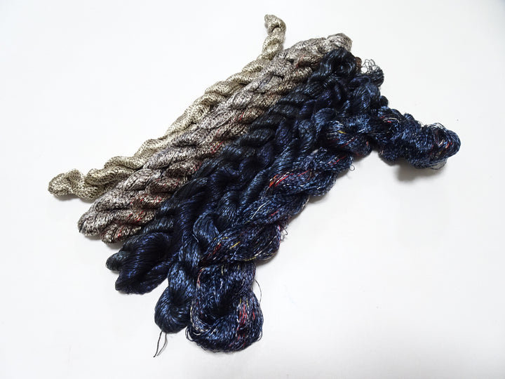 Japanese Vintage Super Rare Mud Dyeing kasuri loose Twisted Silk Thread Various Sets Embroidery & weave 13724