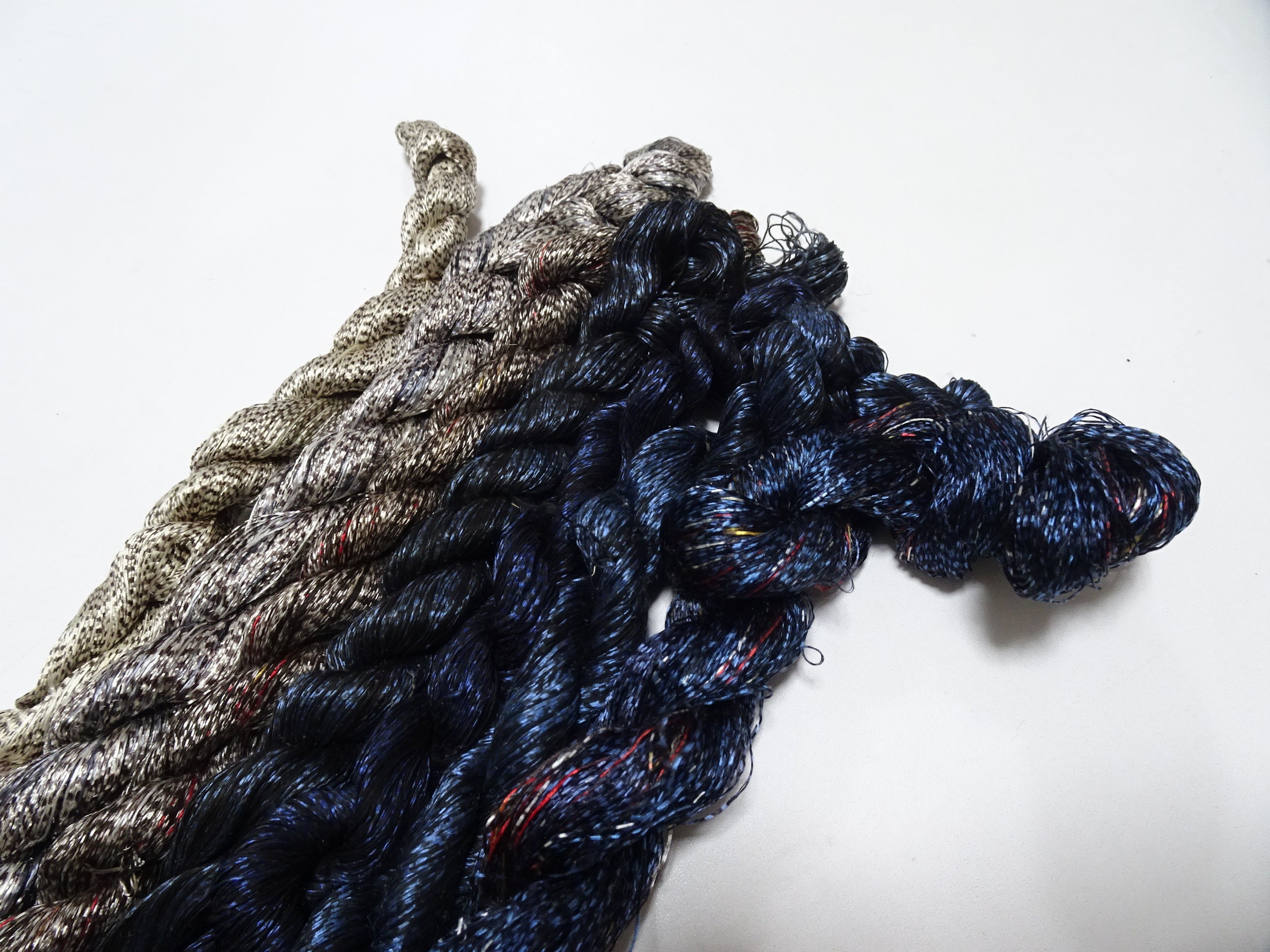 Japanese Vintage Super Rare Mud Dyeing kasuri loose Twisted Silk Thread Various Sets Embroidery & weave 13724