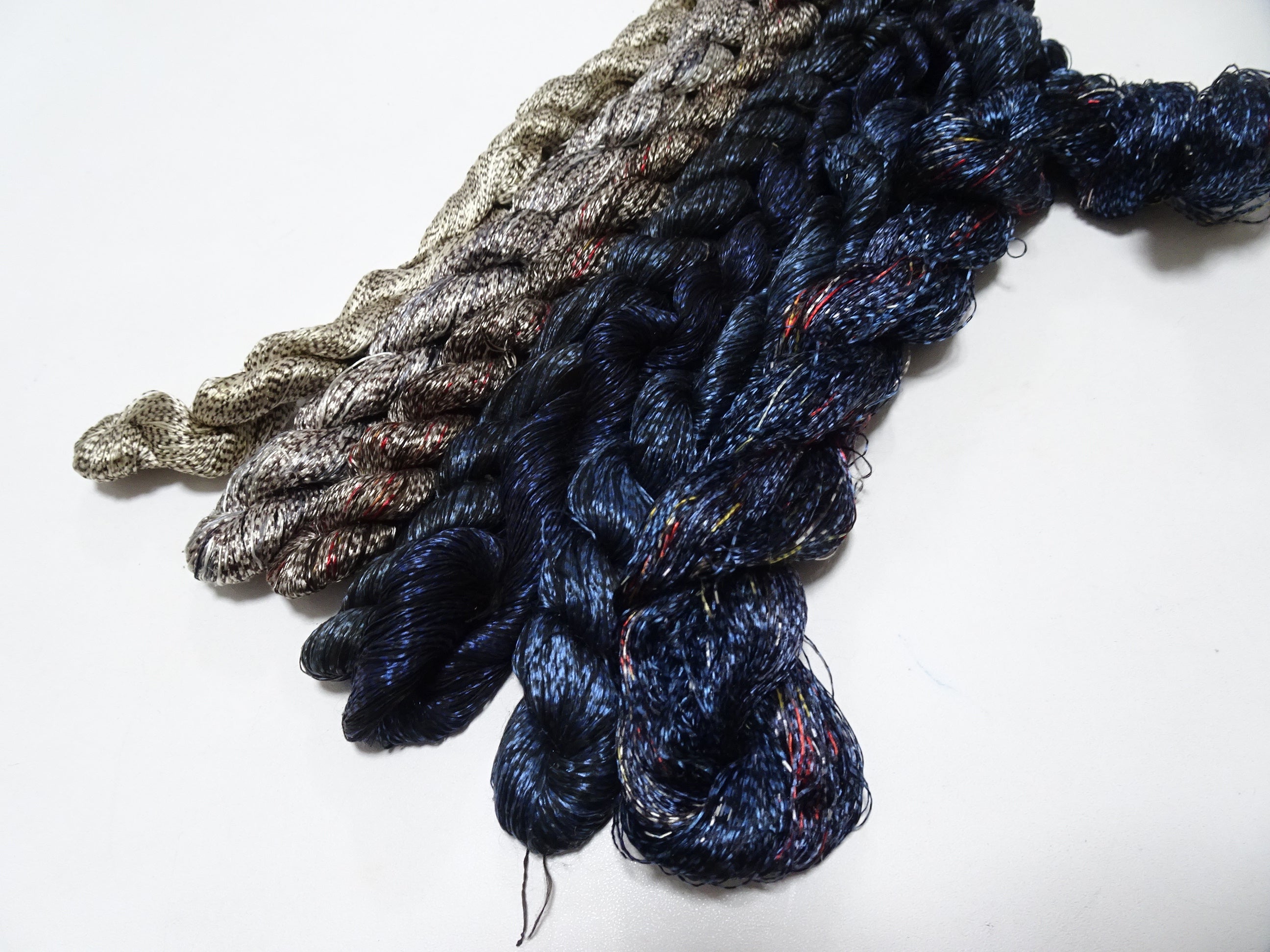 Japanese Vintage Super Rare Mud Dyeing kasuri loose Twisted Silk Thread Various Sets Embroidery & weave 13724