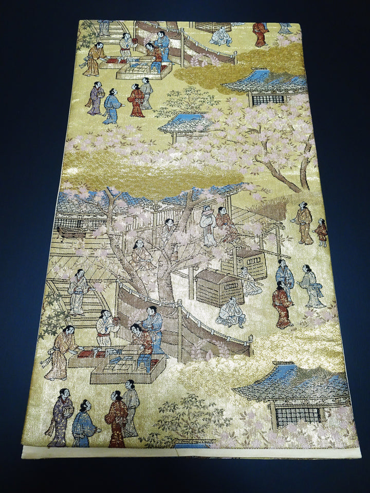 Japanese Kimono Silk Fukuro Obi One Hundred Views of Kyoto Elegant Woven Pattern17513