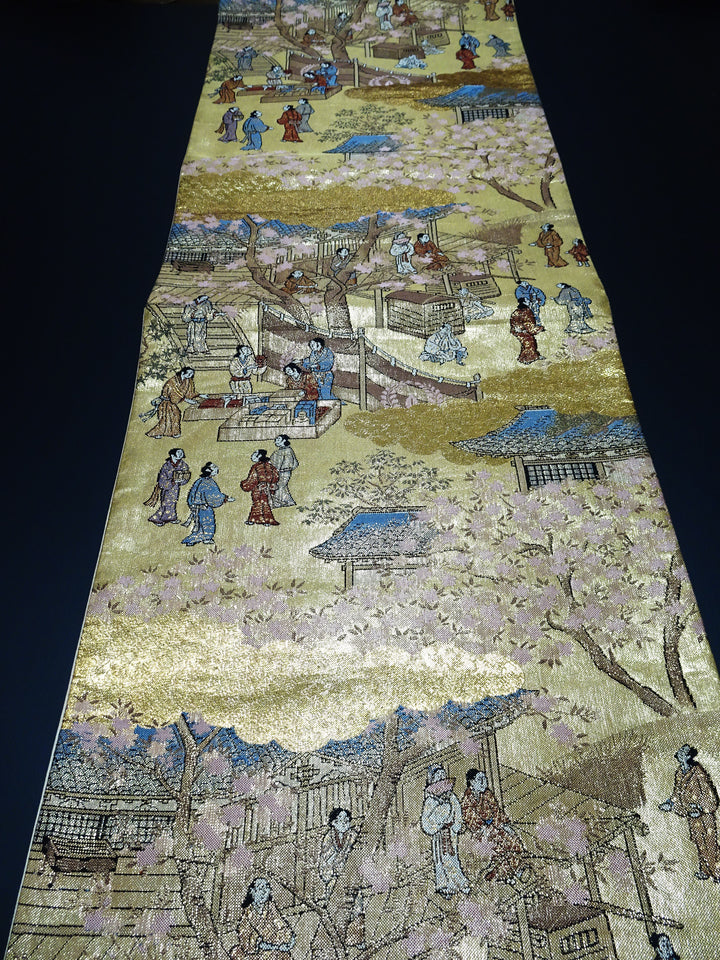 Japanese Kimono Silk Fukuro Obi One Hundred Views of Kyoto Elegant Woven Pattern17513