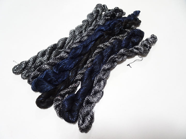 Japanese Vintage Super Rare Mud Dyeing kasuri loose Twisted Silk Thread Various Sets Embroidery & weave 13725