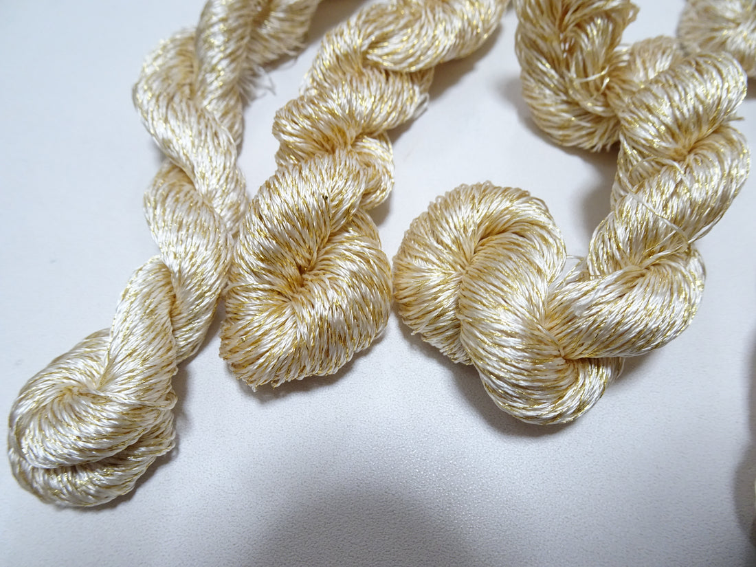 Japanese Vintage High Class Rare Silk Thread 12sets Mixture of Gold embroidery 16001