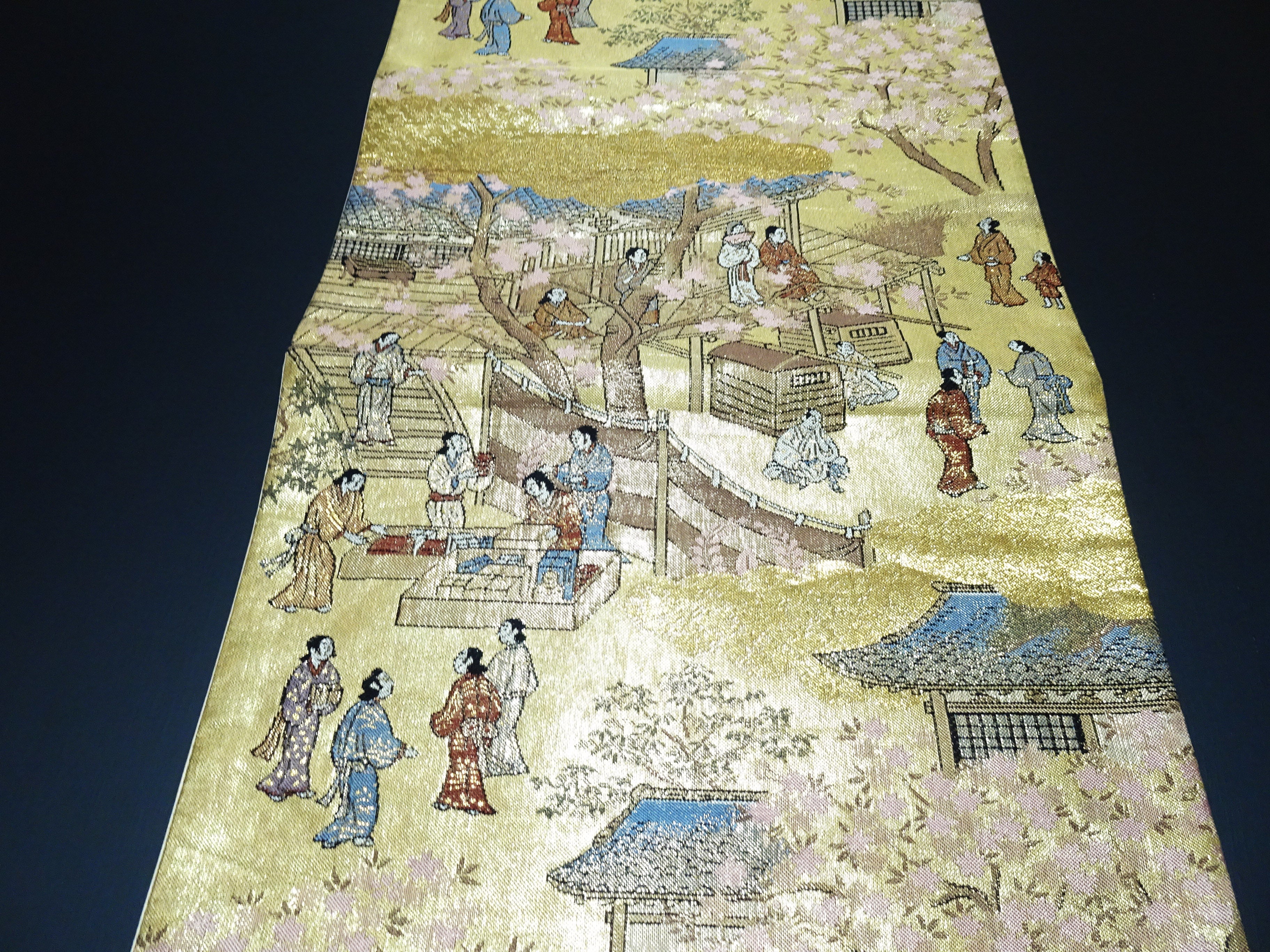 Japanese Kimono Silk Fukuro Obi One Hundred Views of Kyoto Elegant Woven Pattern17513