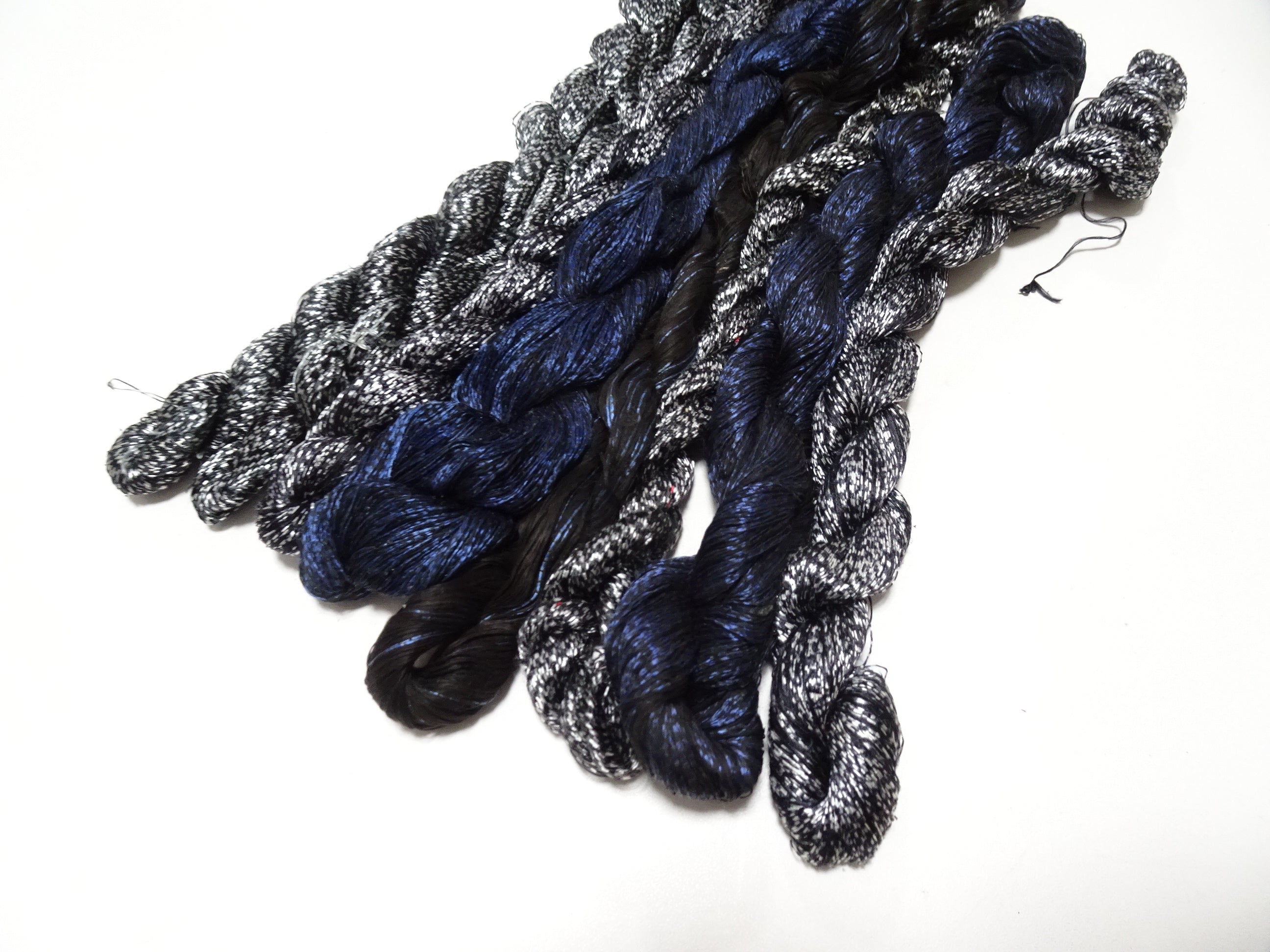 Japanese Vintage Super Rare Mud Dyeing kasuri loose Twisted Silk Thread Various Sets Embroidery & weave 13725