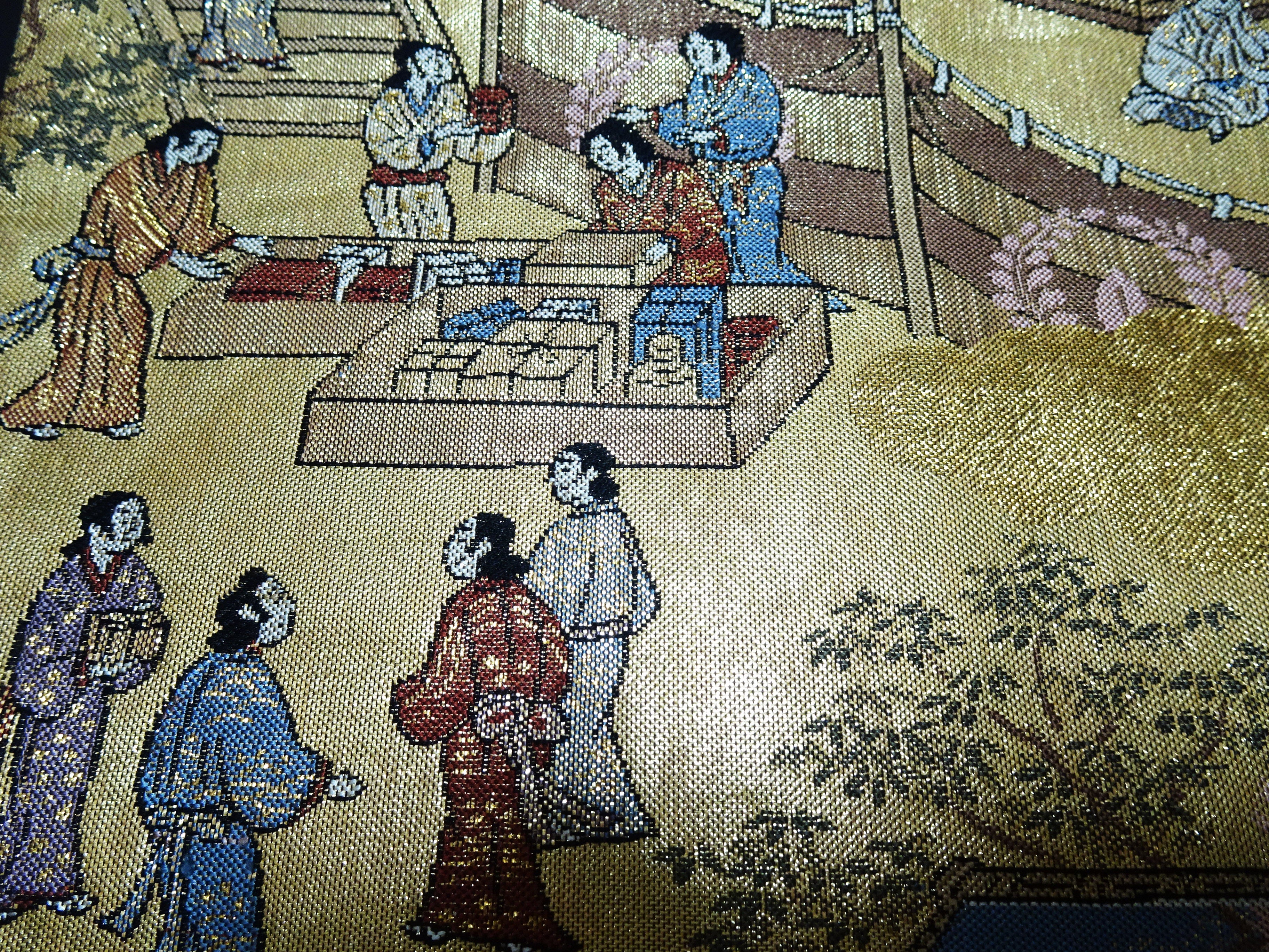 Japanese Kimono Silk Fukuro Obi One Hundred Views of Kyoto Elegant Woven Pattern17513