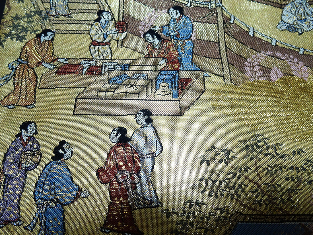 Japanese Kimono Silk Fukuro Obi One Hundred Views of Kyoto Elegant Woven Pattern17513
