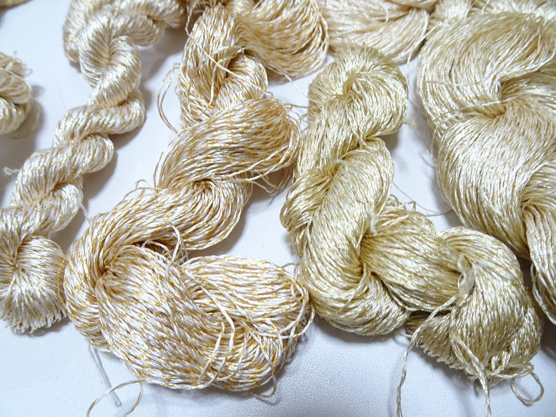 Japanese Vintage High Class Rare Silk Thread 12sets Mixture of Gold embroidery 16001