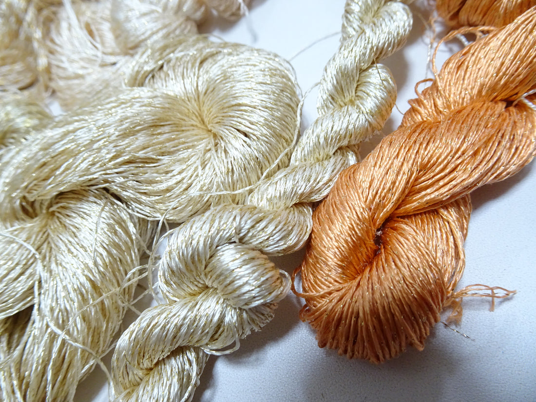 Japanese Vintage High Class Rare Silk Thread 12sets Mixture of Gold embroidery 16001