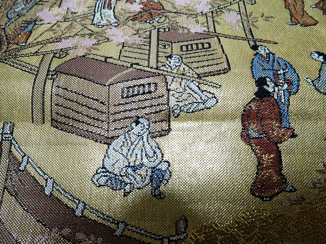 Japanese Kimono Silk Fukuro Obi One Hundred Views of Kyoto Elegant Woven Pattern17513