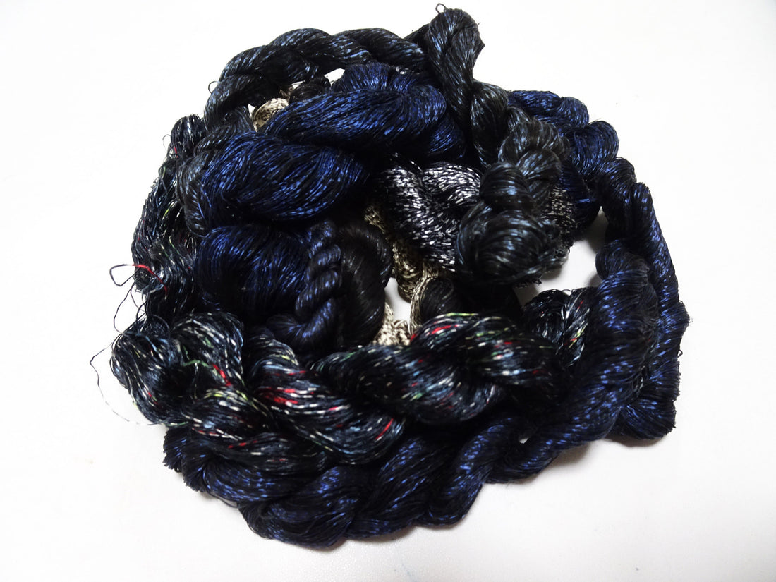 Japanese Vintage Super Rare Mud Dyeing kasuri loose Twisted Silk Thread Various Sets Embroidery & weave 13726