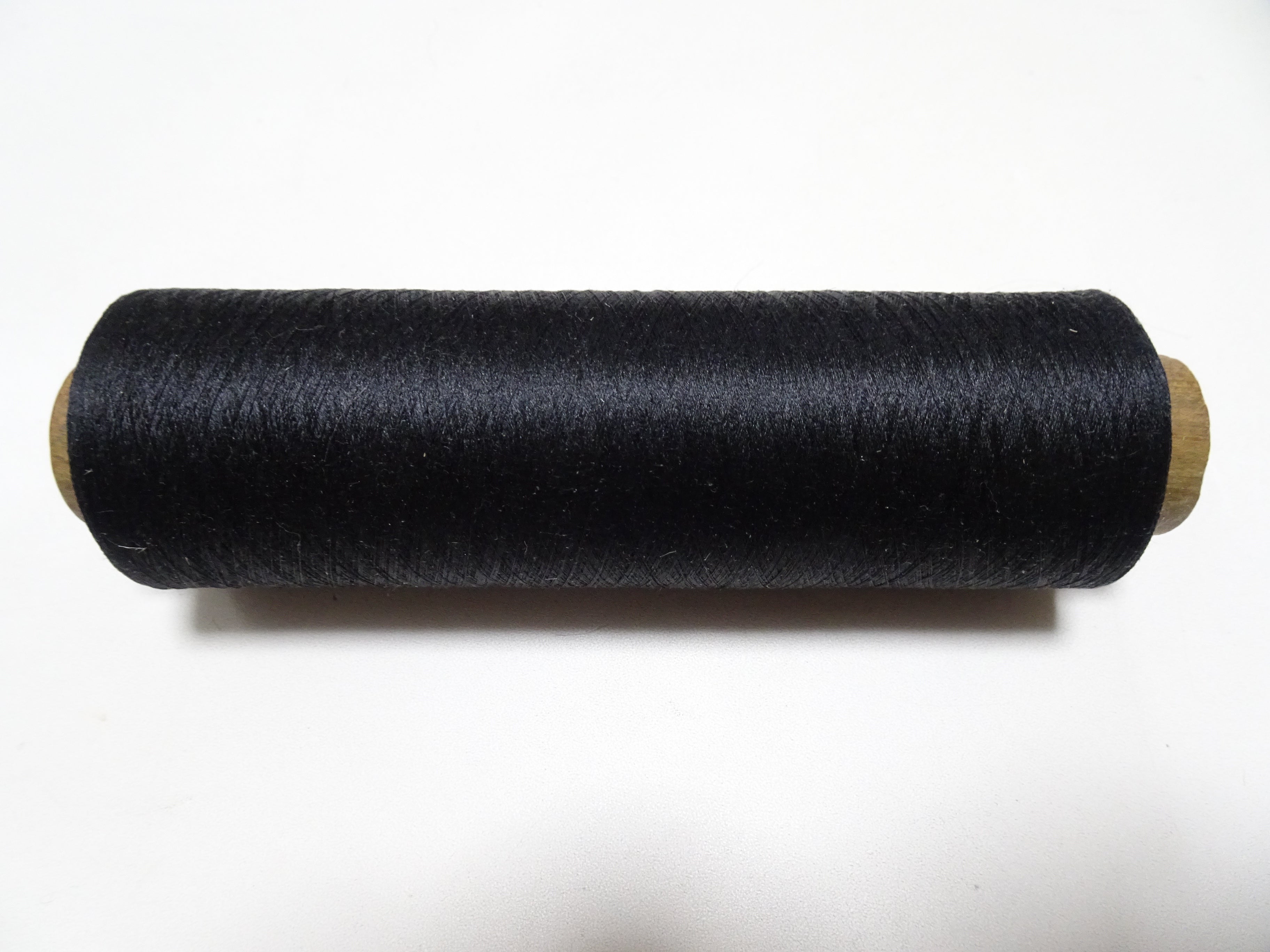 Japanese Vintage Silk Thread & Woodn Spool Embroidery  Black 18706