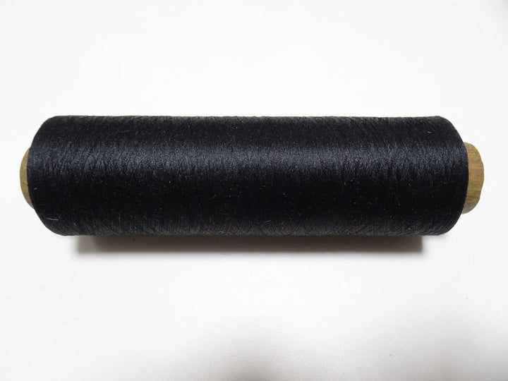 Japanese Vintage Silk Thread & Woodn Spool Embroidery  Black 18706
