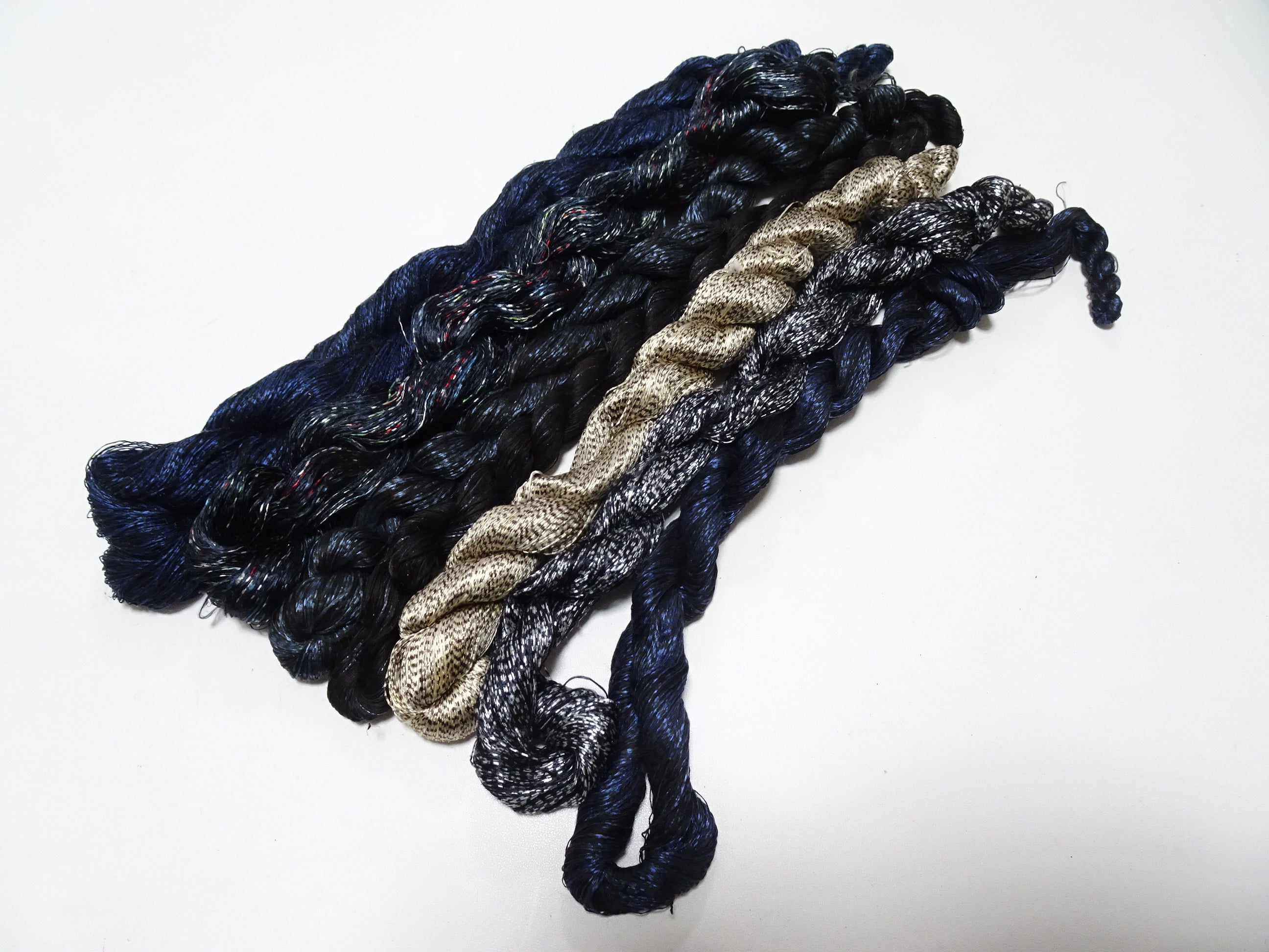 Japanese Vintage Super Rare Mud Dyeing kasuri loose Twisted Silk Thread Various Sets Embroidery & weave 13726