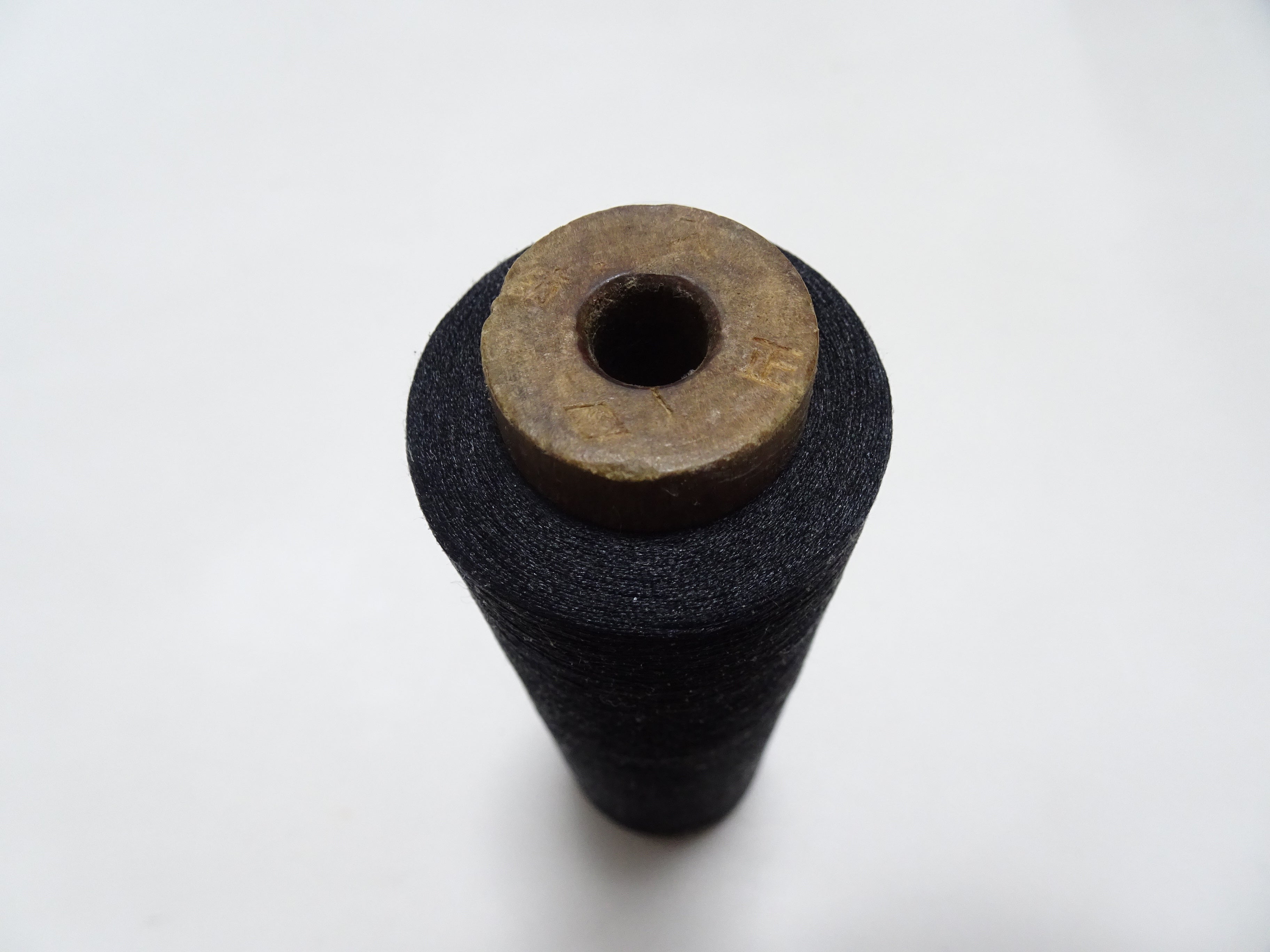 Japanese Vintage Silk Thread & Woodn Spool Embroidery  Black 18706