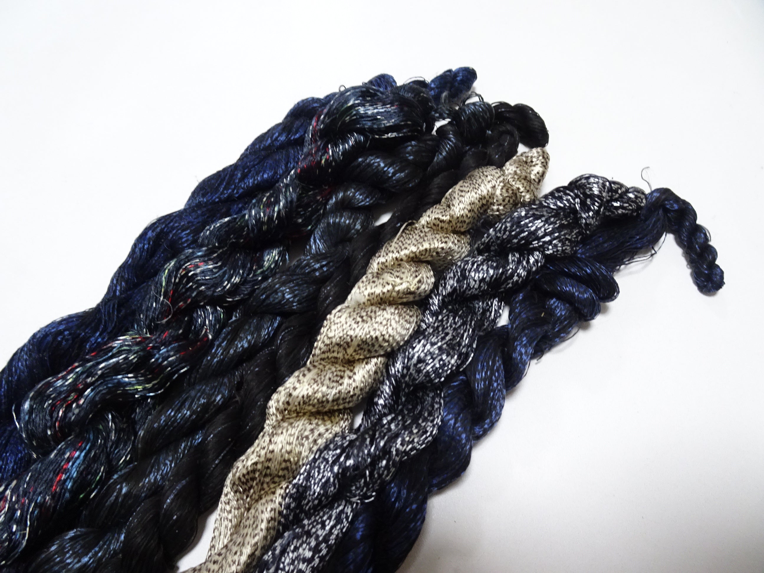 Japanese Vintage Super Rare Mud Dyeing kasuri loose Twisted Silk Thread Various Sets Embroidery & weave 13726