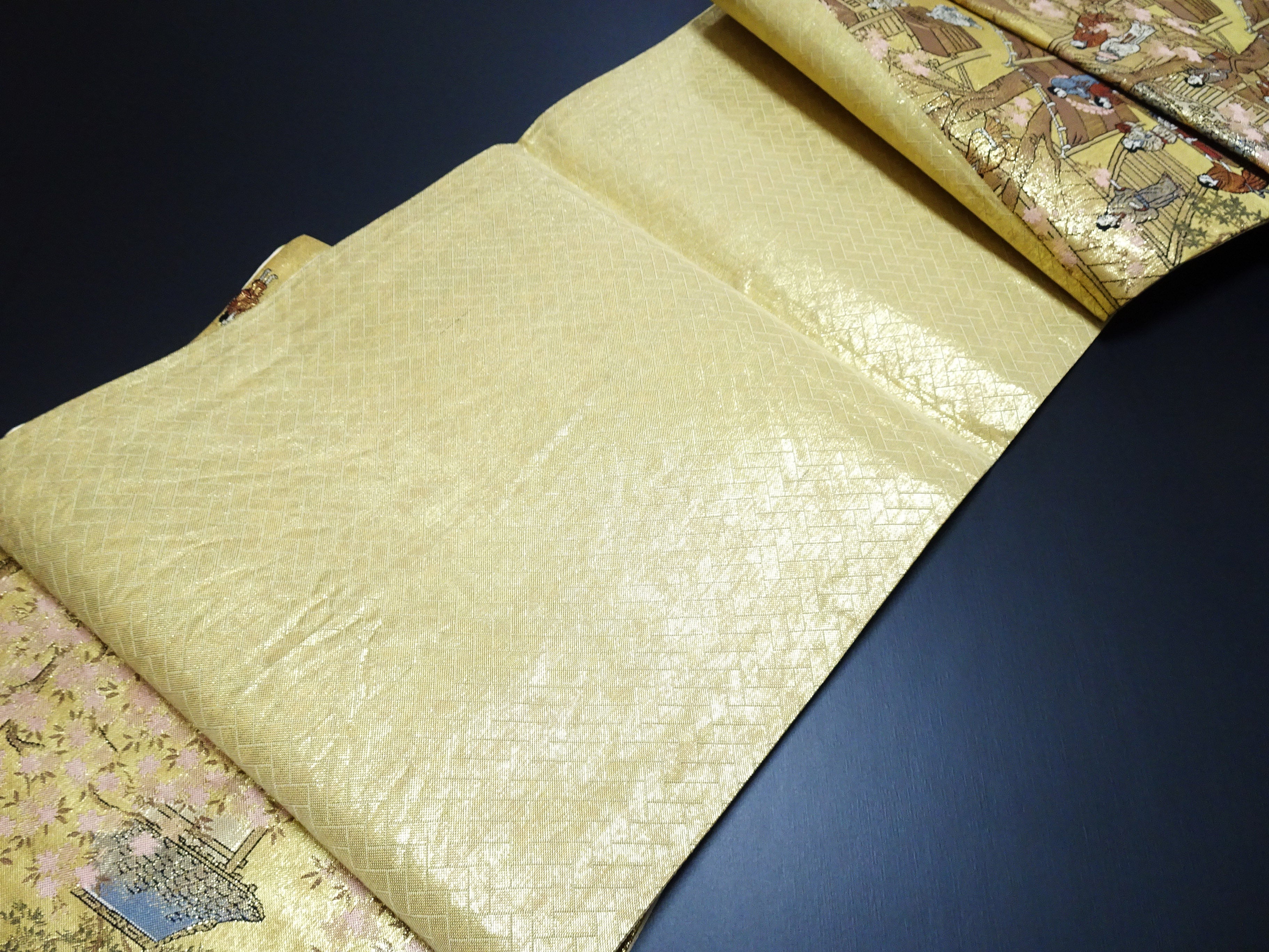 Japanese Kimono Silk Fukuro Obi One Hundred Views of Kyoto Elegant Woven Pattern17513