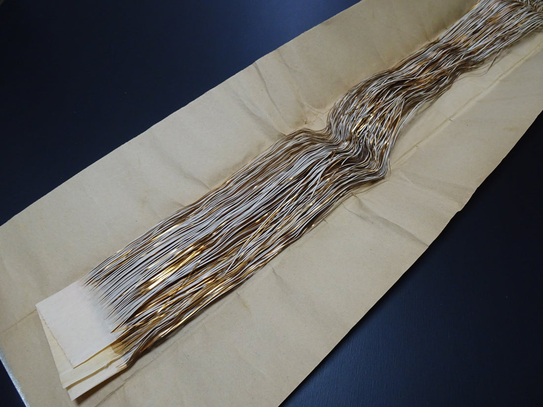 Super Rare Vintage Saga Nishiki Flat Gold Leaf Thread – Premium Hira-haku, Traditional Japanese Textile Material 16002