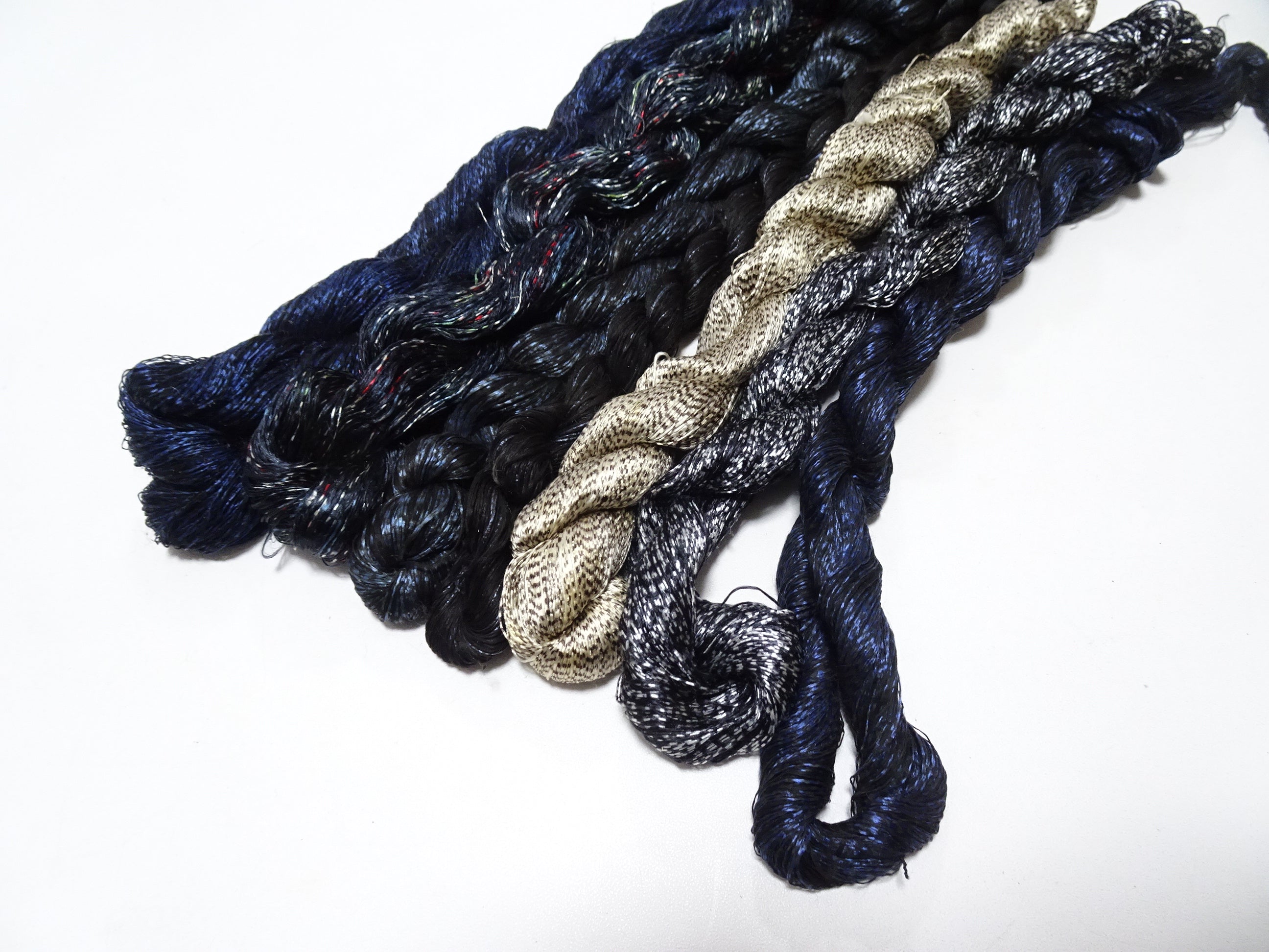 Japanese Vintage Super Rare Mud Dyeing kasuri loose Twisted Silk Thread Various Sets Embroidery & weave 13726