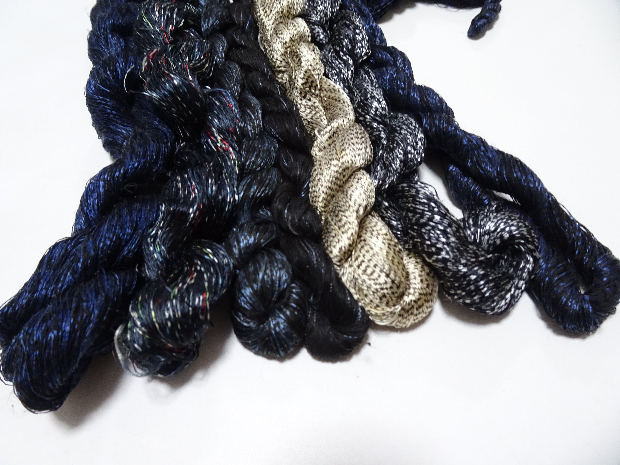 Japanese Vintage Super Rare Mud Dyeing kasuri loose Twisted Silk Thread Various Sets Embroidery & weave 13726