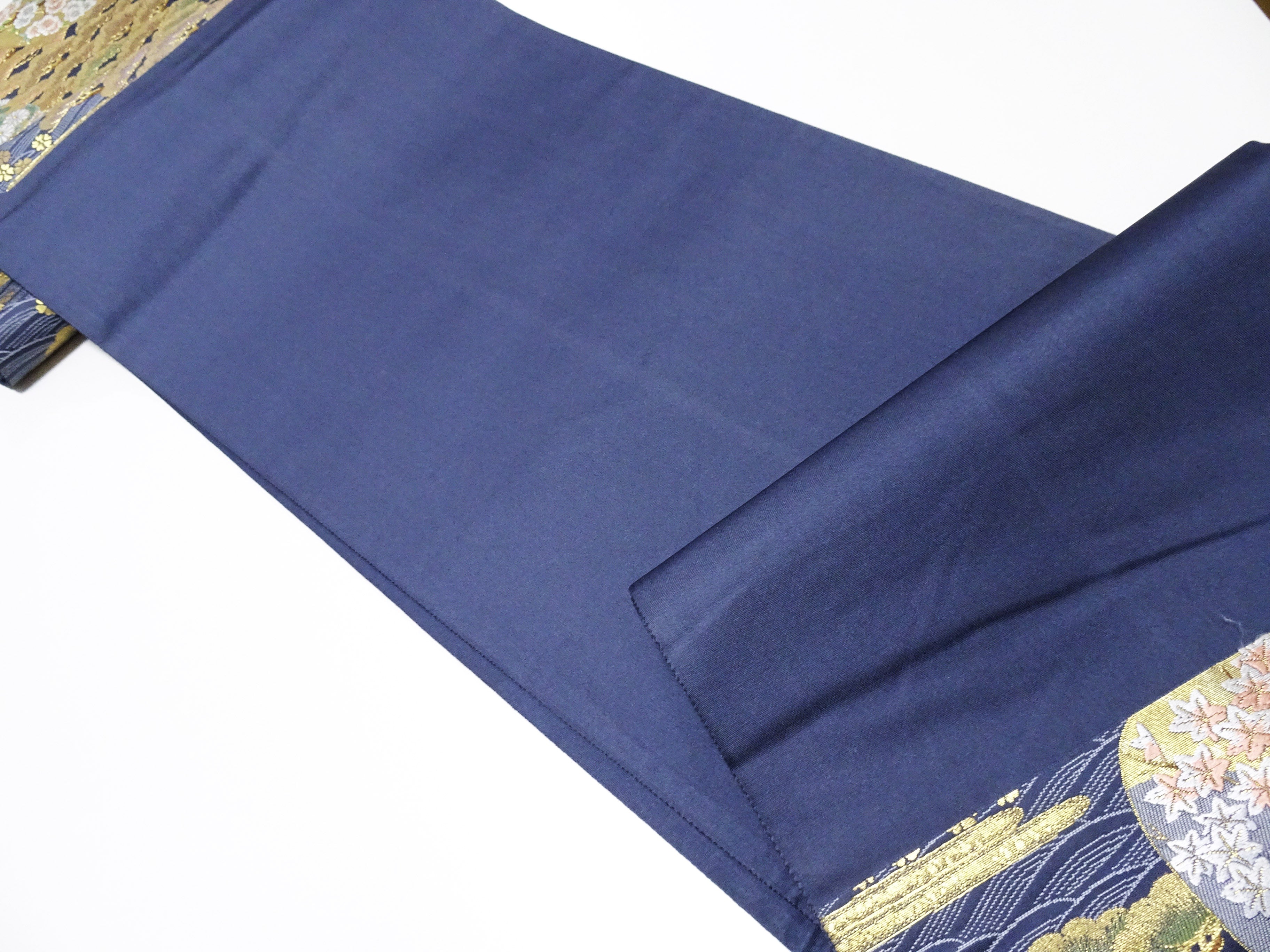 Japanese Kimono Silk Fukuro Obi Pine and Waves Elegant Woven Pattern 18097