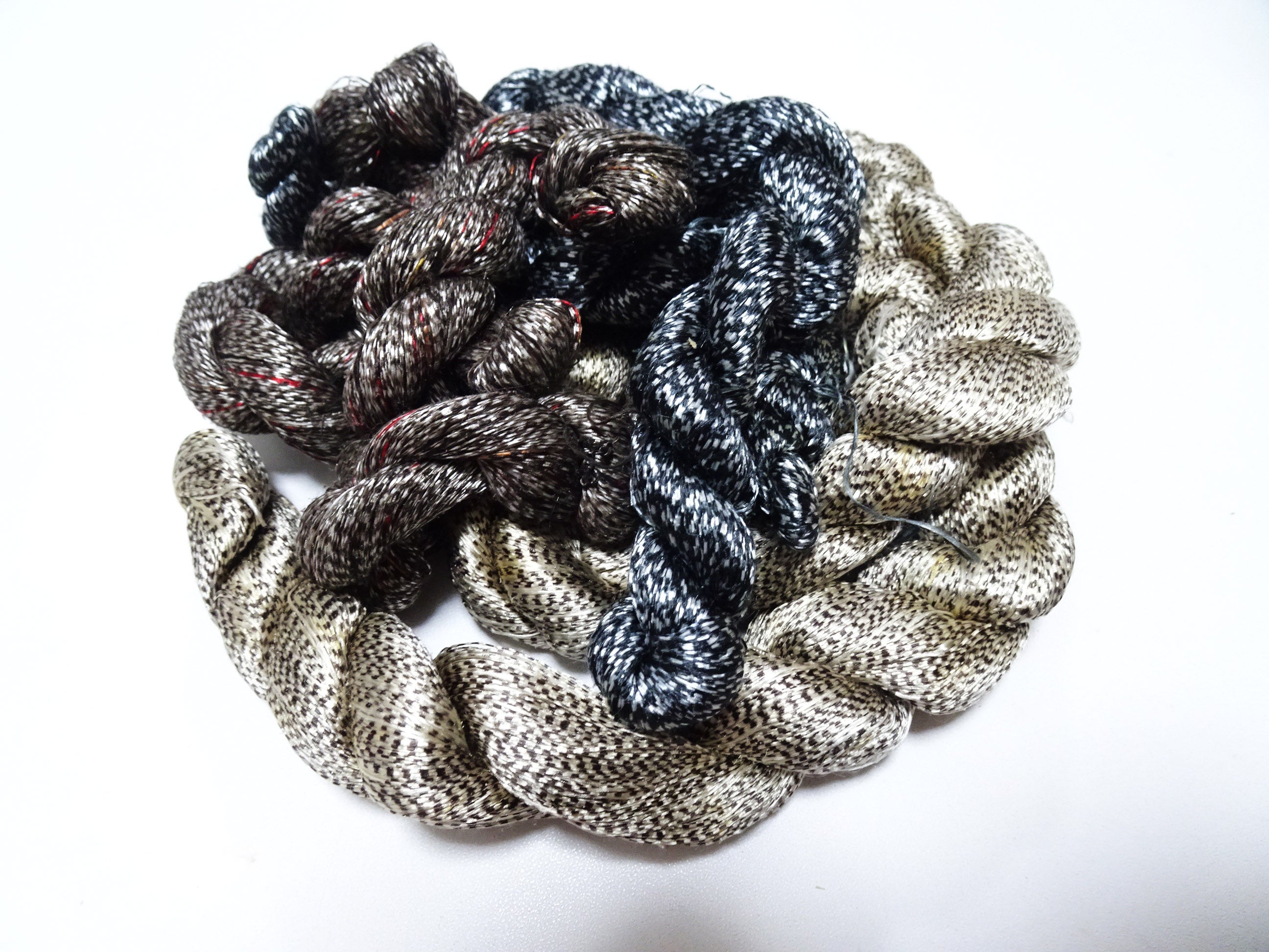 Japanese Vintage Super Rare Mud Dyeing kasuri loose Twisted Silk Thread Various Sets Embroidery & weave 13727