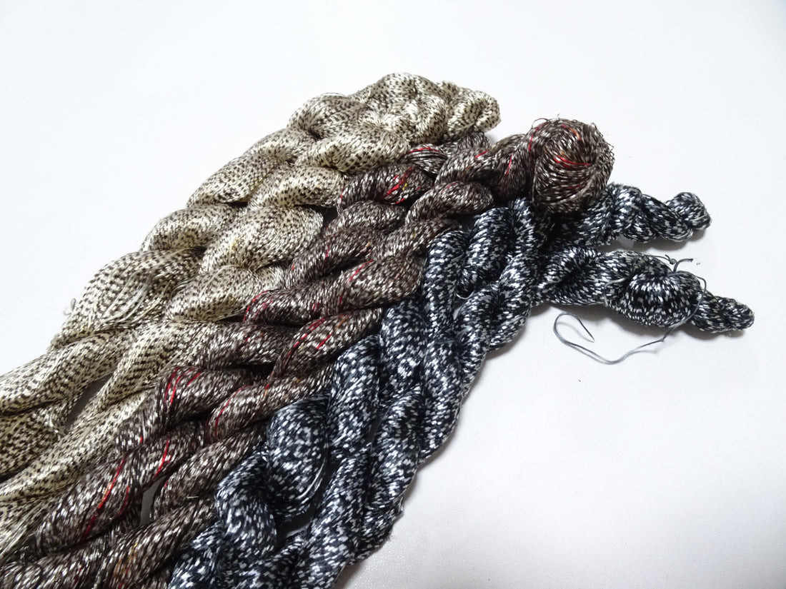 Japanese Vintage Super Rare Mud Dyeing kasuri loose Twisted Silk Thread Various Sets Embroidery & weave 13727