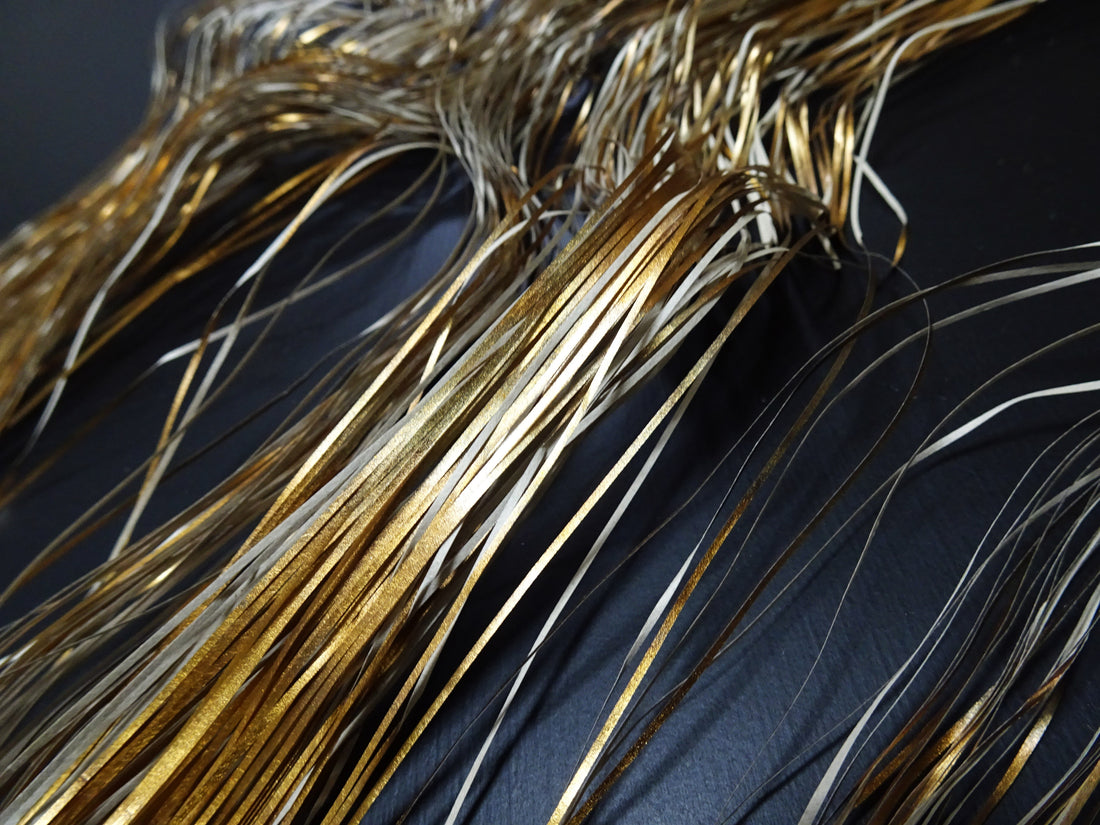 Super Rare Vintage Saga Nishiki Flat Gold Leaf Thread – Premium Hira-haku, Traditional Japanese Textile Material 16002