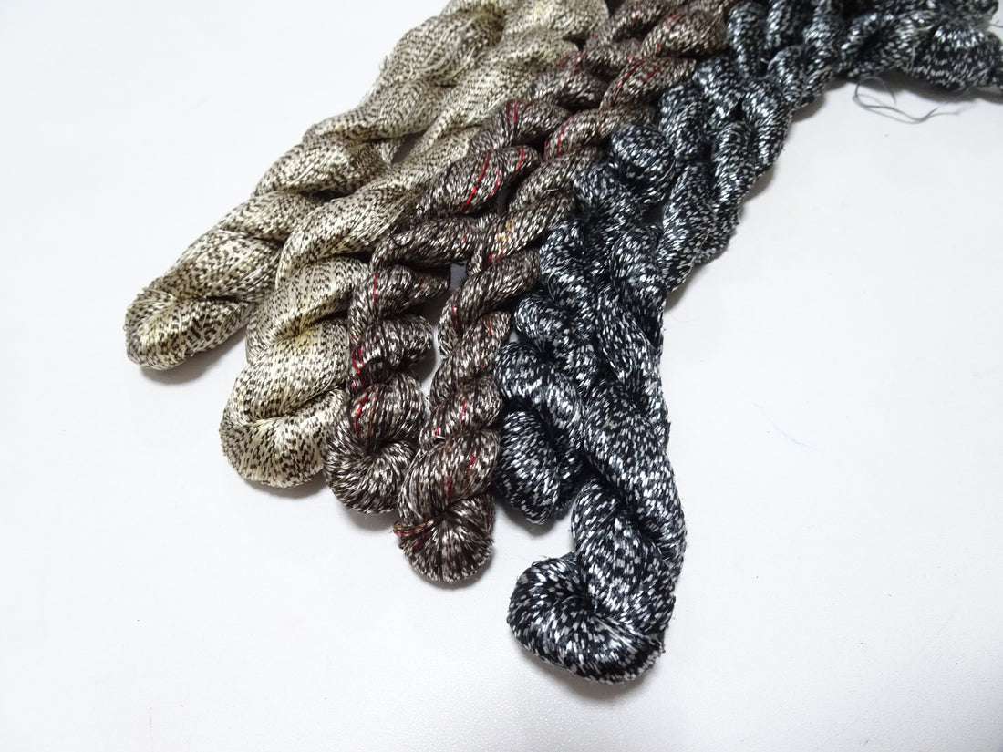 Japanese Vintage Super Rare Mud Dyeing kasuri loose Twisted Silk Thread Various Sets Embroidery & weave 13727