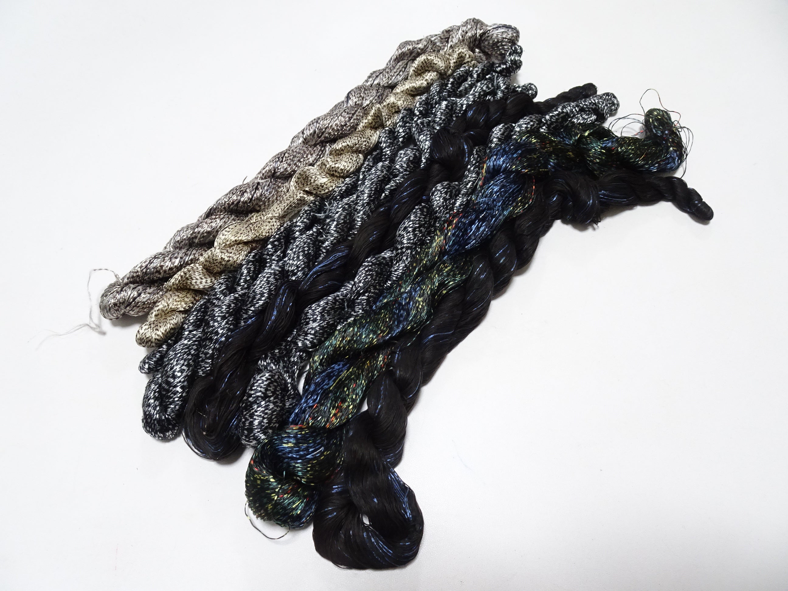 Japanese Vintage Super Rare Mud Dyeing kasuri loose Twisted Silk Thread Various Sets Embroidery & weave 13728