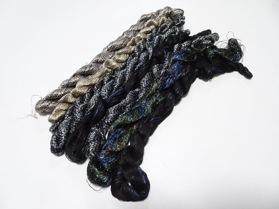 Japanese Vintage Super Rare Mud Dyeing kasuri loose Twisted Silk Thread Various Sets Embroidery & weave 13728